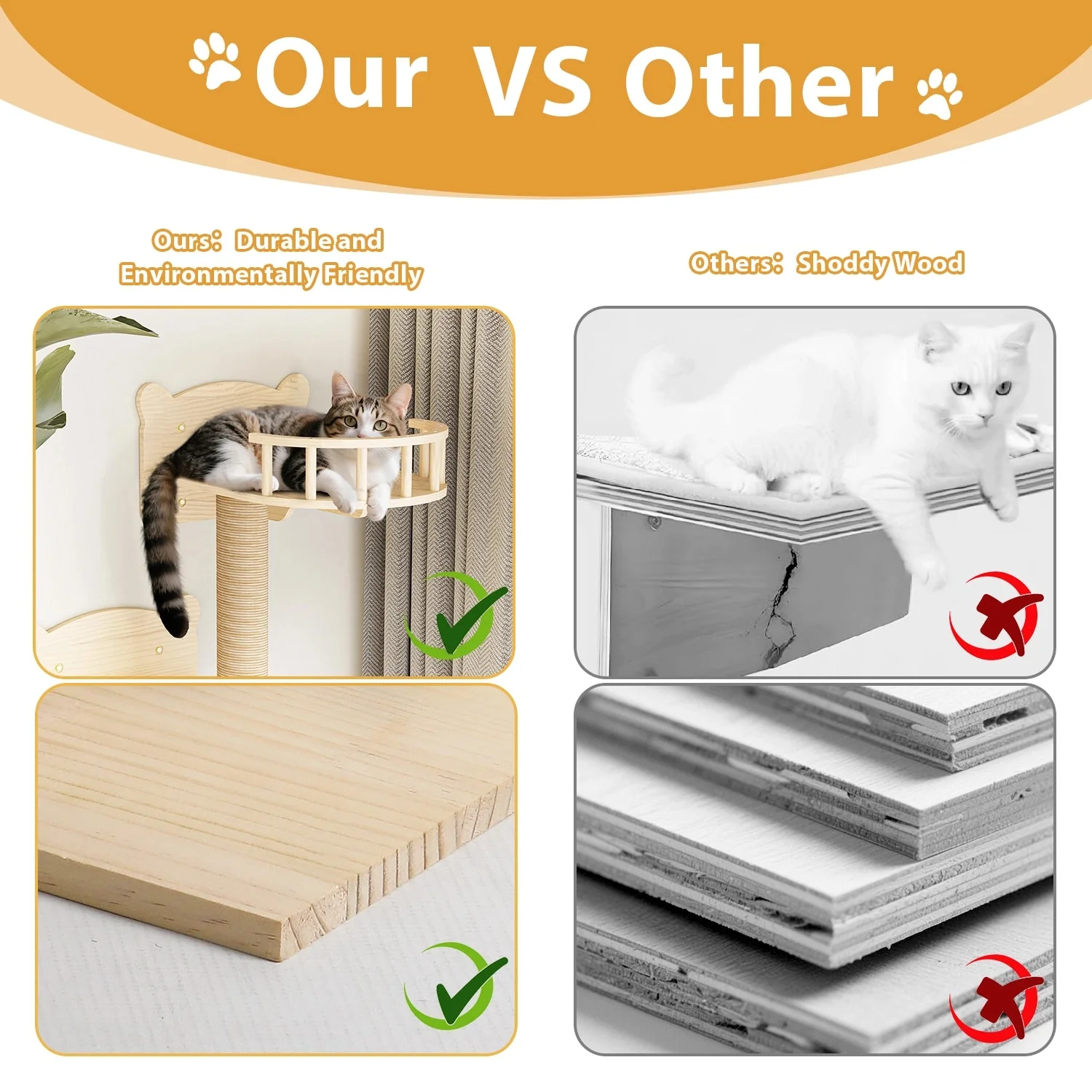 Waleaf 16 Piece Cat Wall Shelves for Indoor cats,Wall Mounted Cat Climber Set with House,Tunnel,Bridge,Steps,Scratcher,Bed - Image 7
