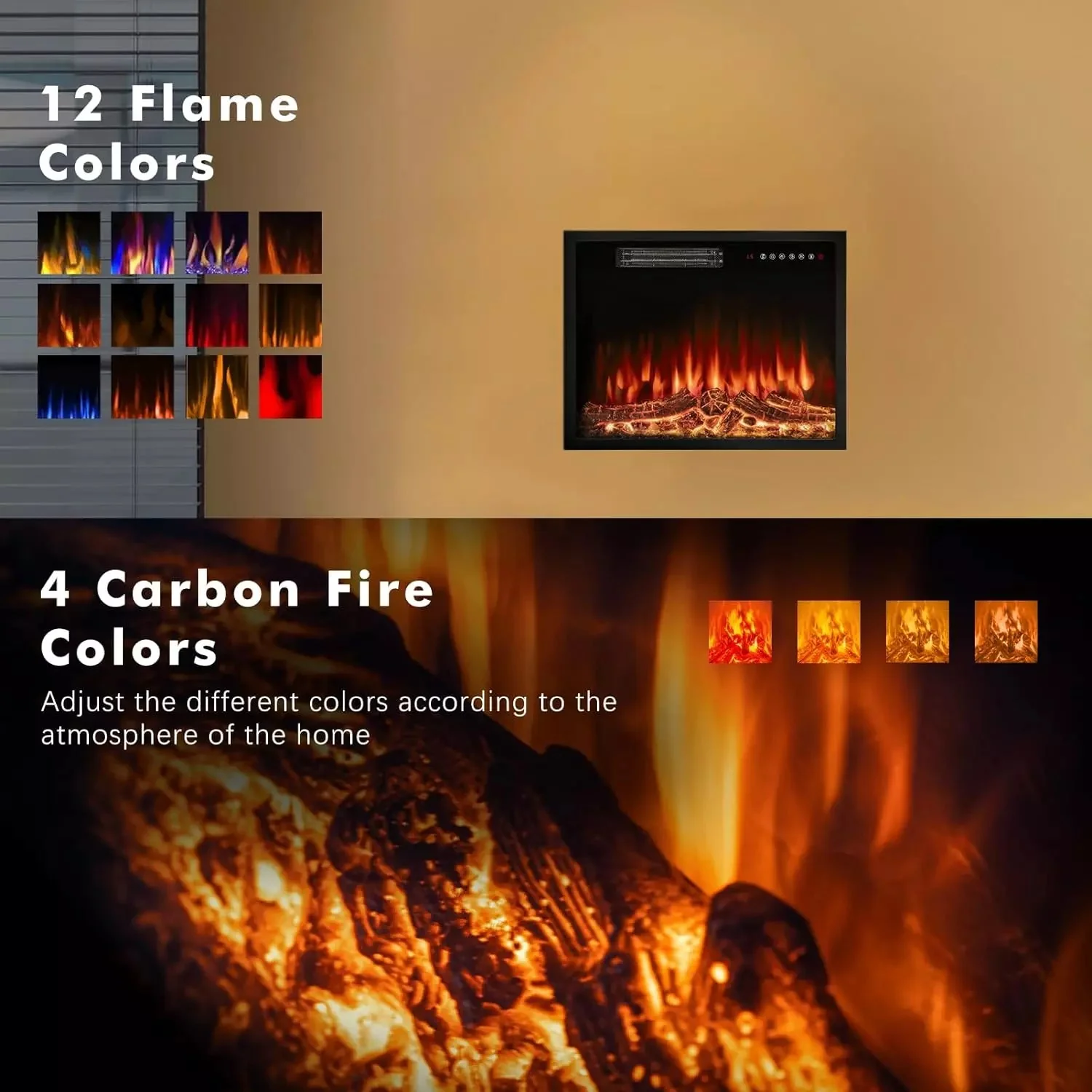 BOSSIN 18 Inch Electric Fireplace Insert with Touch Screen&Remote Control - Image 12