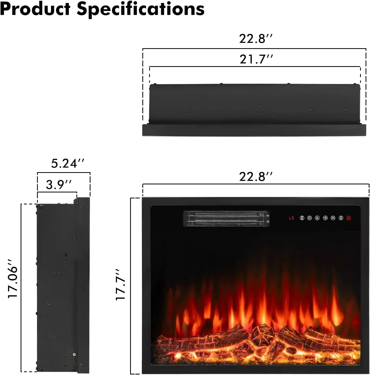 BOSSIN 18 Inch Electric Fireplace Insert with Touch Screen&Remote Control - Image 14