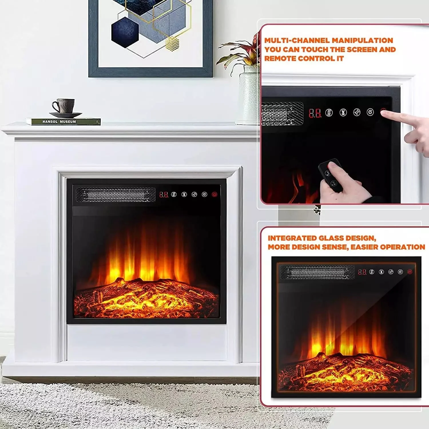 BOSSIN 18 Inch Electric Fireplace Insert with Touch Screen&Remote Control - Image 4