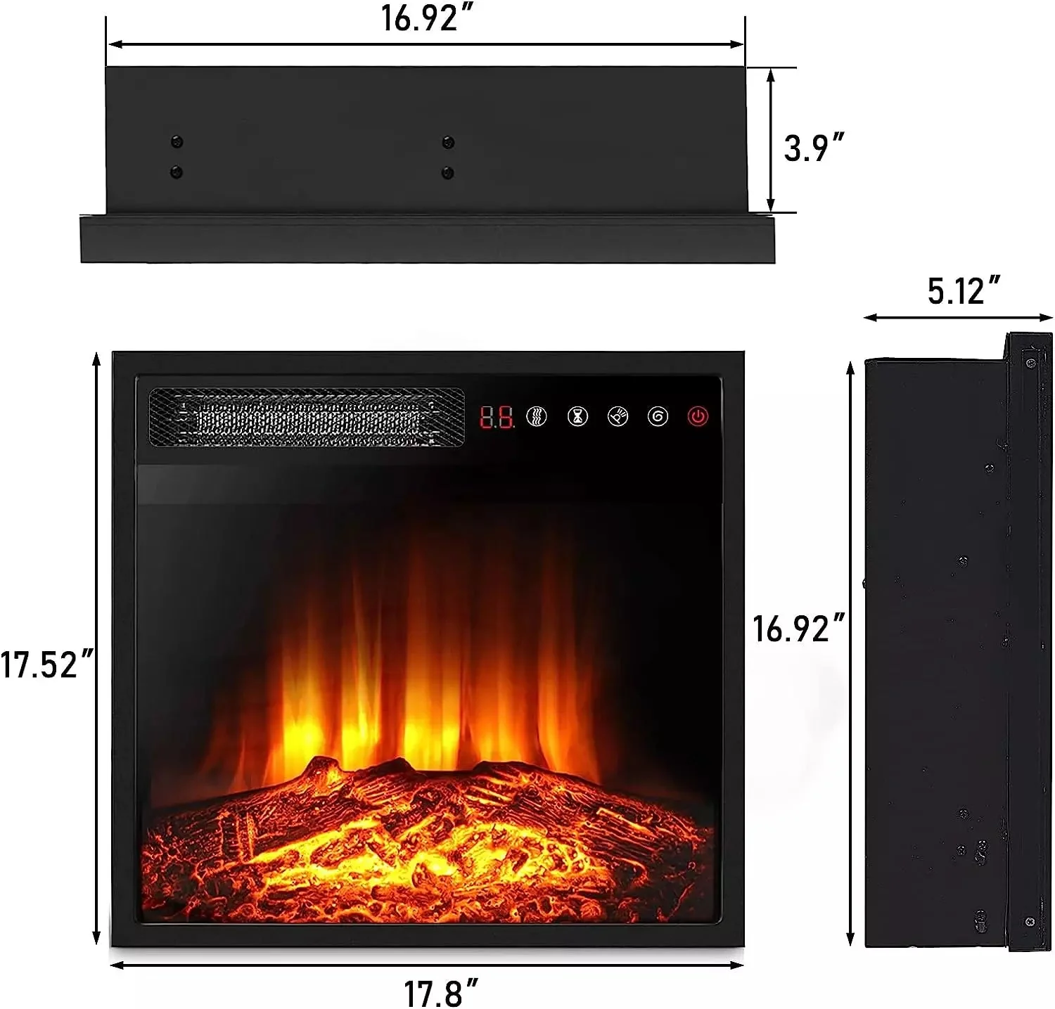BOSSIN 18 Inch Electric Fireplace Insert with Touch Screen&Remote Control - Image 7