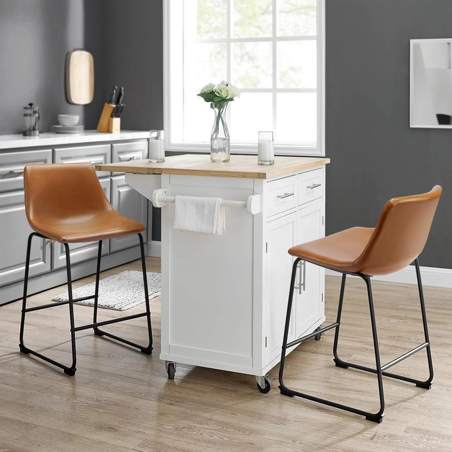 Waleaf 26 inch Bar Stools Set of 4,Counter Height Bar Stools with Back - Image 6
