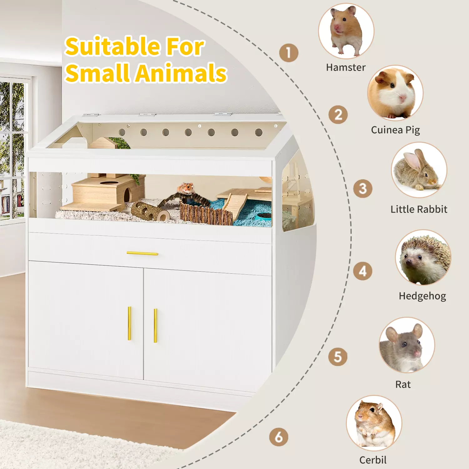 Waleaf 39 inch Hamster Cage with Acrylic Panels & Storage Shelf, Openable Top Habitats for All Your Small Pets(39.4" x19.7"x 40.4") - Image 7