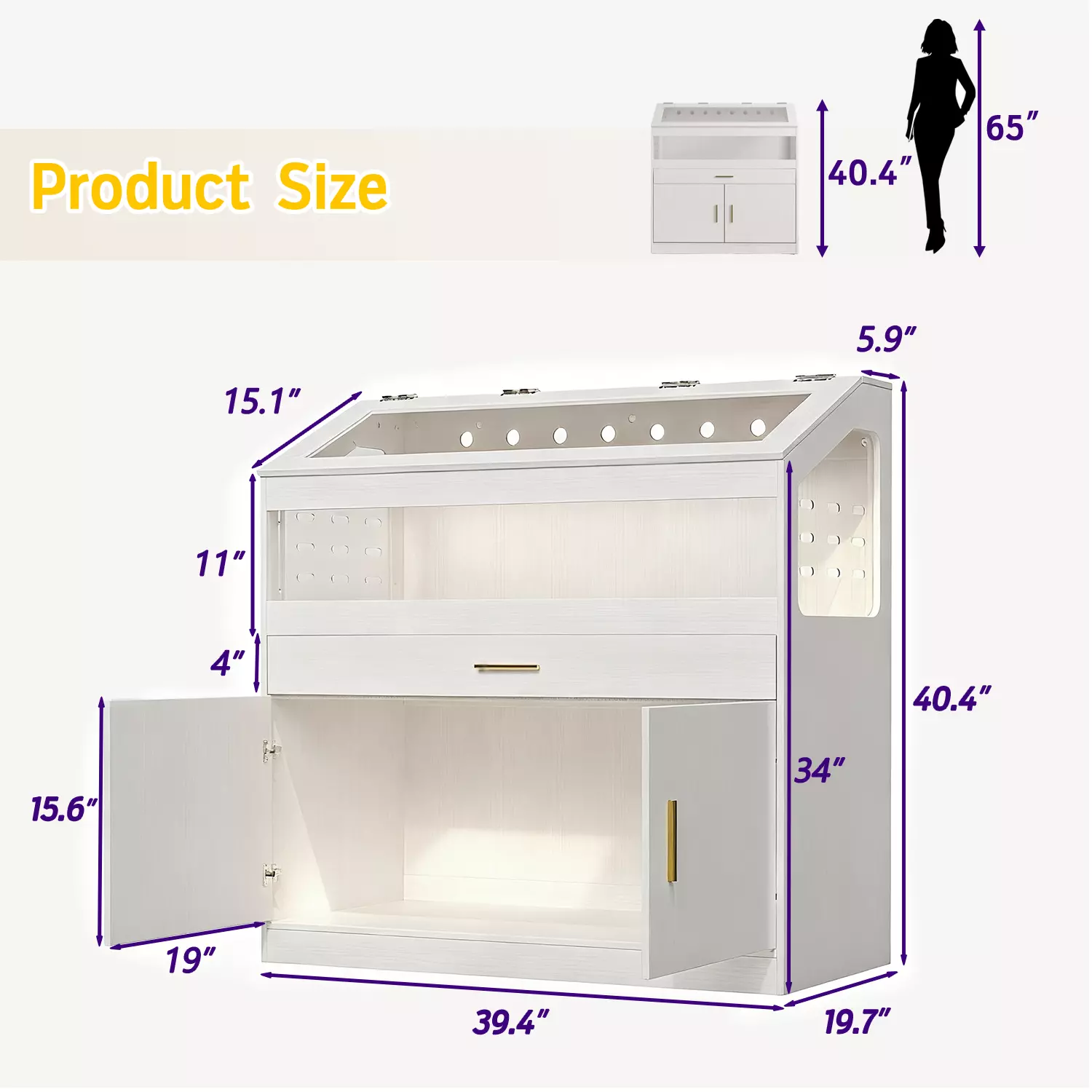 Waleaf 39 inch Hamster Cage with Acrylic Panels & Storage Shelf, Openable Top Habitats for All Your Small Pets(39.4" x19.7"x 40.4") - Image 8