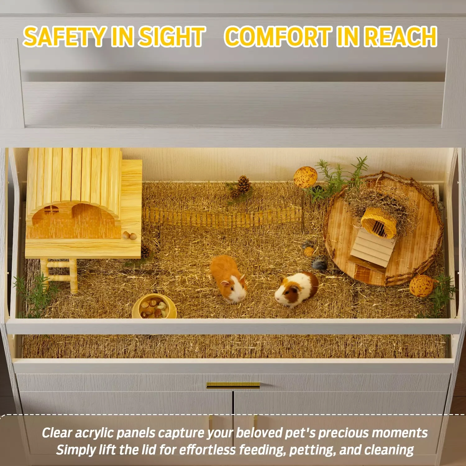Waleaf 39 inch Hamster Cage with Acrylic Panels & Storage Shelf, Openable Top Habitats for All Your Small Pets(39.4" x19.7"x 40.4") - Image 9