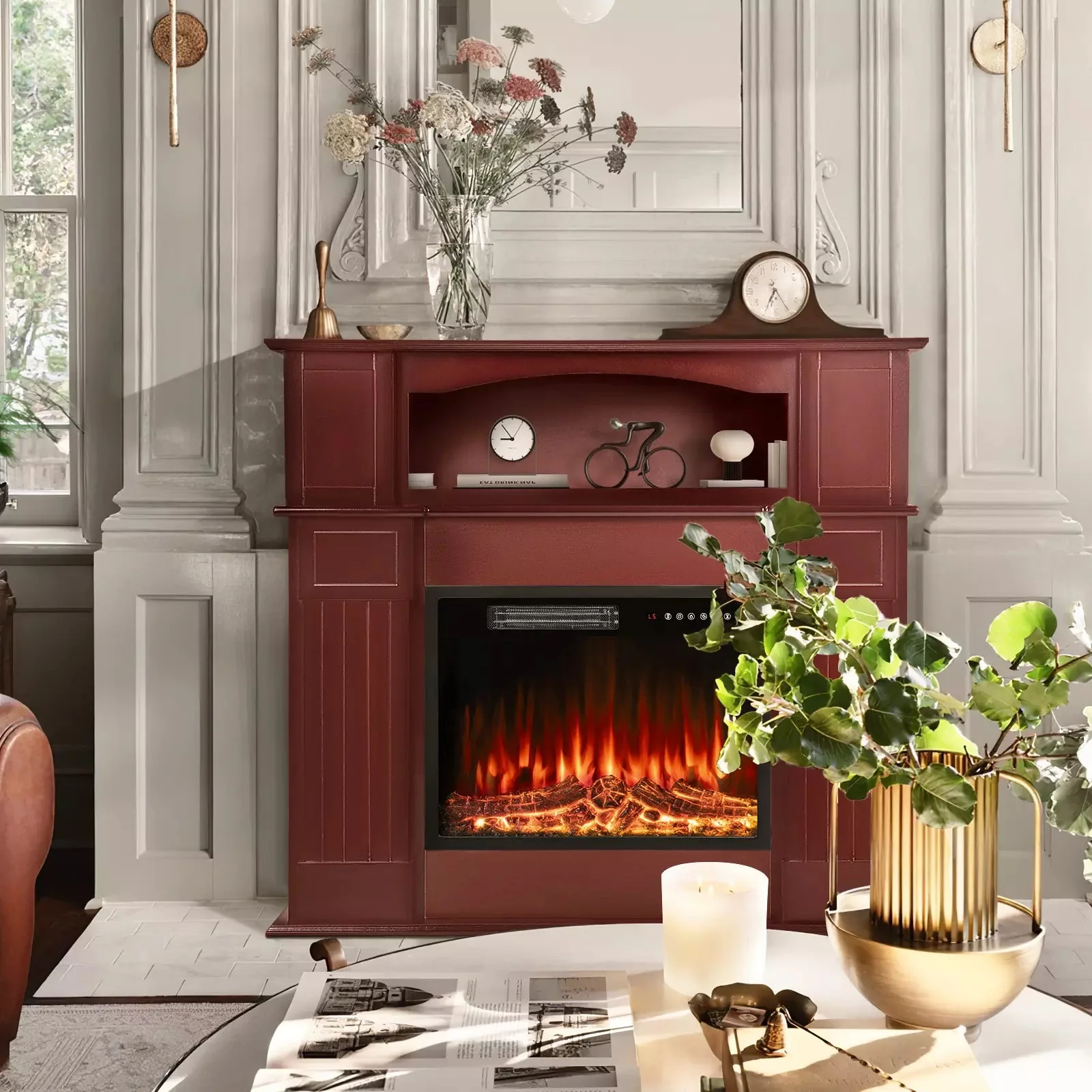 BOSSIN 43" Electric Fireplace with Mantel, 23 inch Electric Fireplace Insert - Image 11