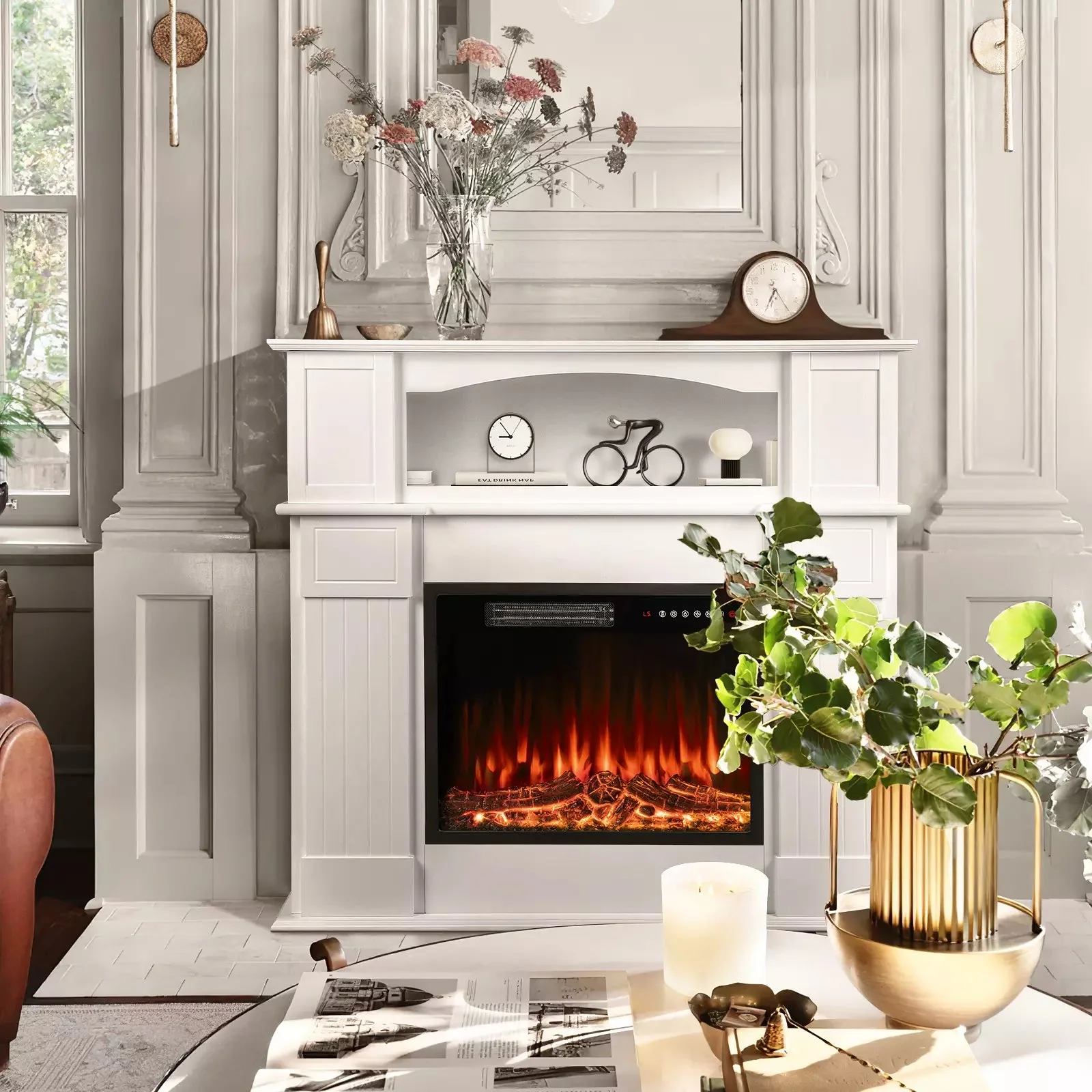 BOSSIN 43" Electric Fireplace with Mantel, 23 inch Electric Fireplace Insert - Image 4
