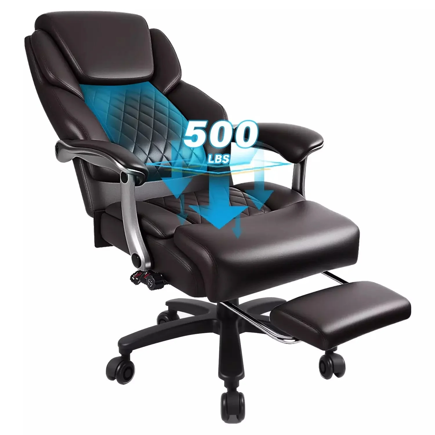 Waleaf 500lbs Big and Tall Office Chair with Adjustable Headrest for Adults, Computer Chair Home Office Desk Chair with Retractable Footrest for Home Office - Image 8