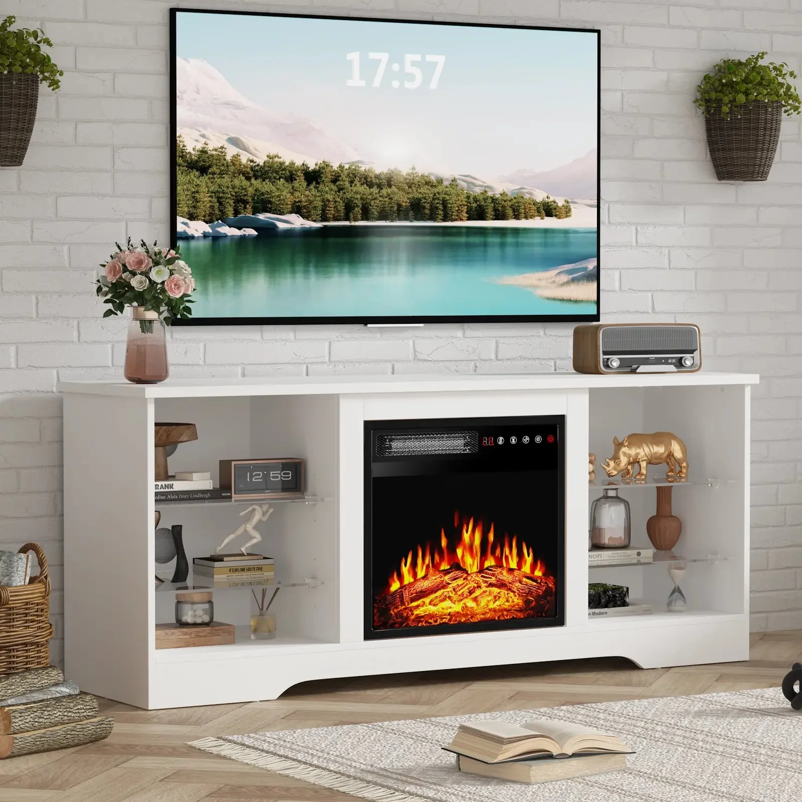 WALEAF 58 Inches Fireplace TV Stand with 18''Fireplace - Image 10