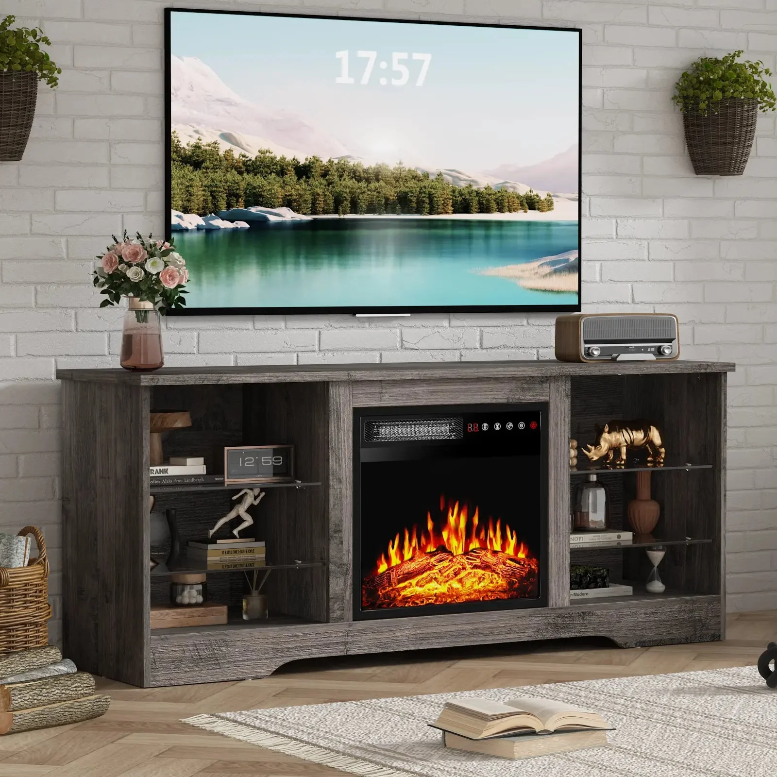 WALEAF 58 Inches Fireplace TV Stand with 18''Fireplace - Image 11