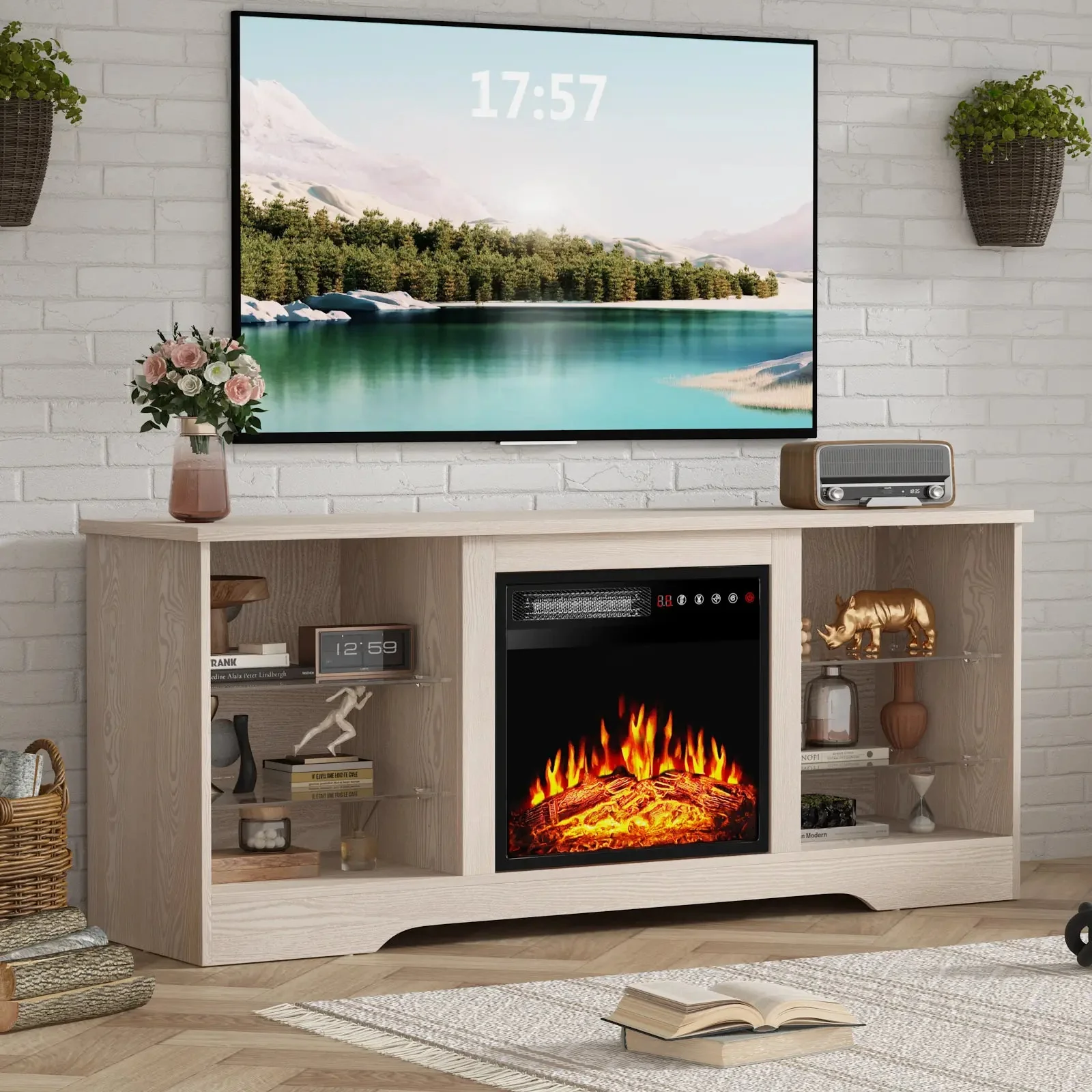 WALEAF 58 Inches Fireplace TV Stand with 18''Fireplace - Image 12
