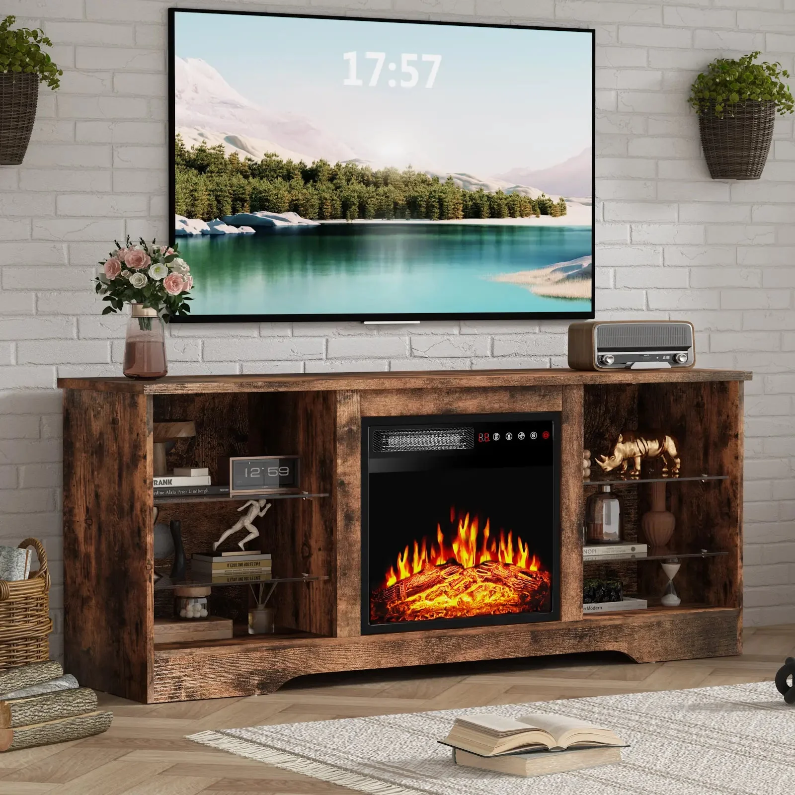 WALEAF 58 Inches Fireplace TV Stand with 18''Fireplace - Image 13