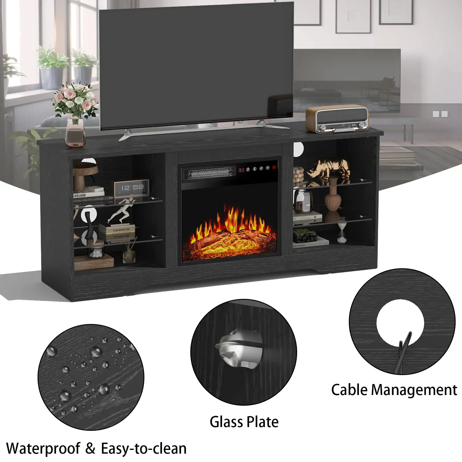 WALEAF 58 Inches Fireplace TV Stand with 18''Fireplace - Image 6