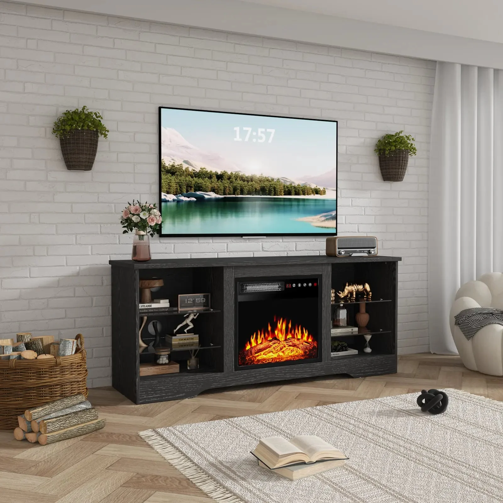 WALEAF 58 Inches Fireplace TV Stand with 18''Fireplace - Image 9