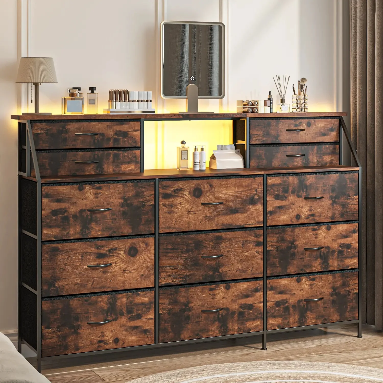 Waleaf 70" Bedroom Dresser with 13 Large Drawers, Long Dressers & Chests of Drawers for Closet - Image 2