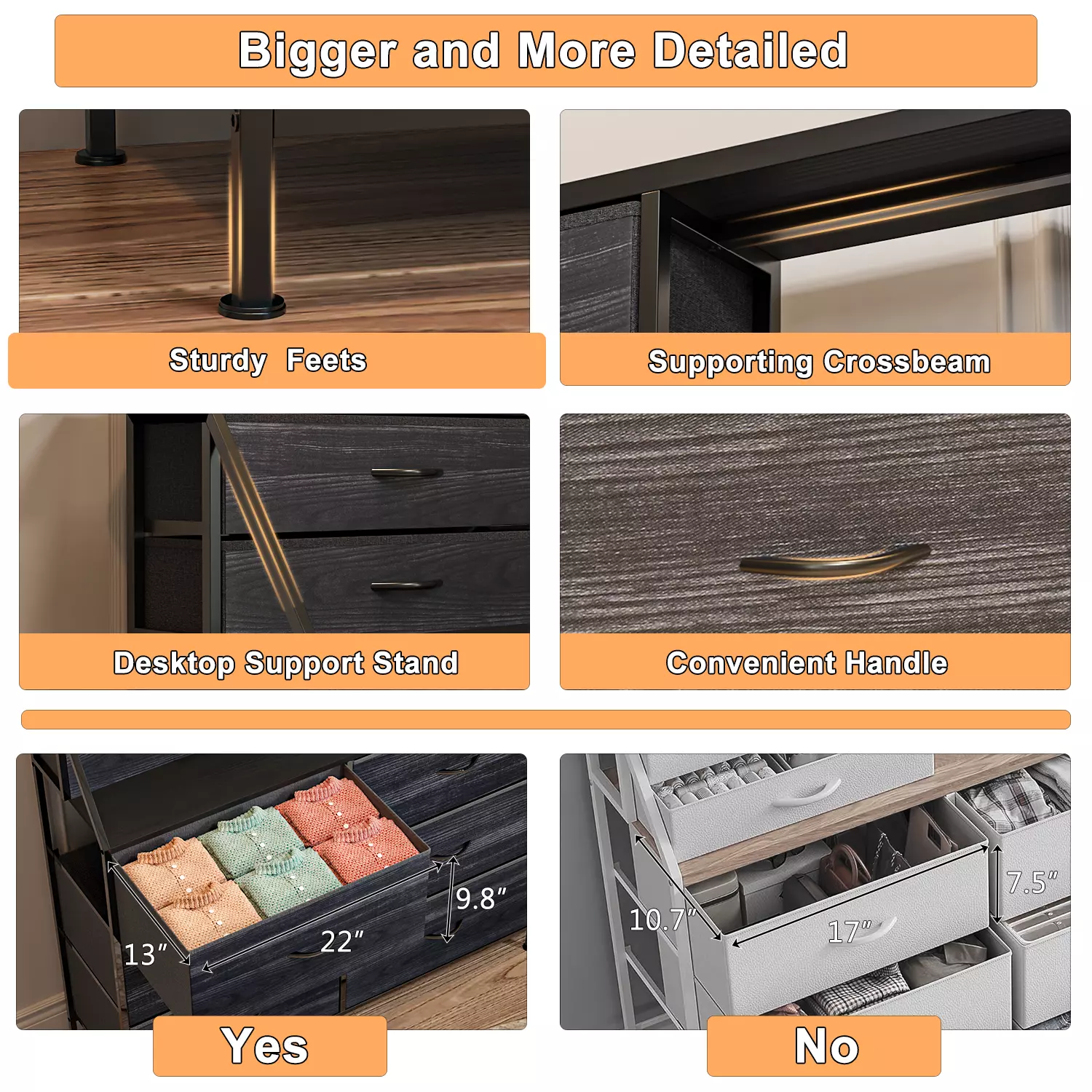 Waleaf 70" Bedroom Dresser with 13 Large Drawers, Long Dressers & Chests of Drawers for Closet - Image 20