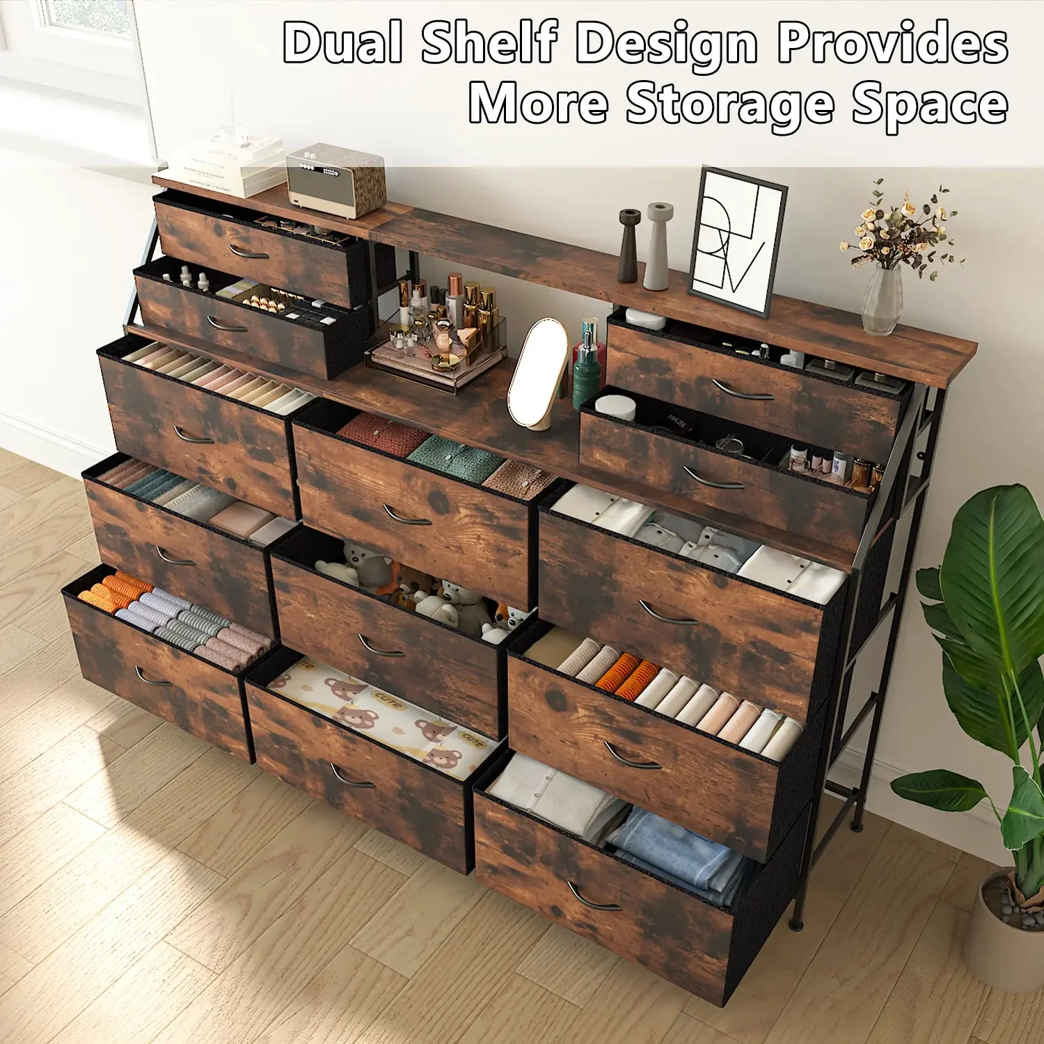 Waleaf 70" Bedroom Dresser with 13 Large Drawers, Long Dressers & Chests of Drawers for Closet - Image 7