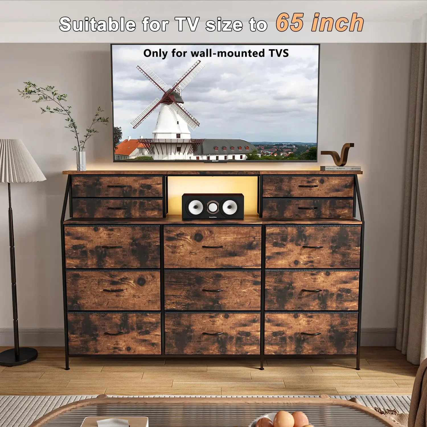 Waleaf 70" Bedroom Dresser with 13 Large Drawers, Long Dressers & Chests of Drawers for Closet - Image 9