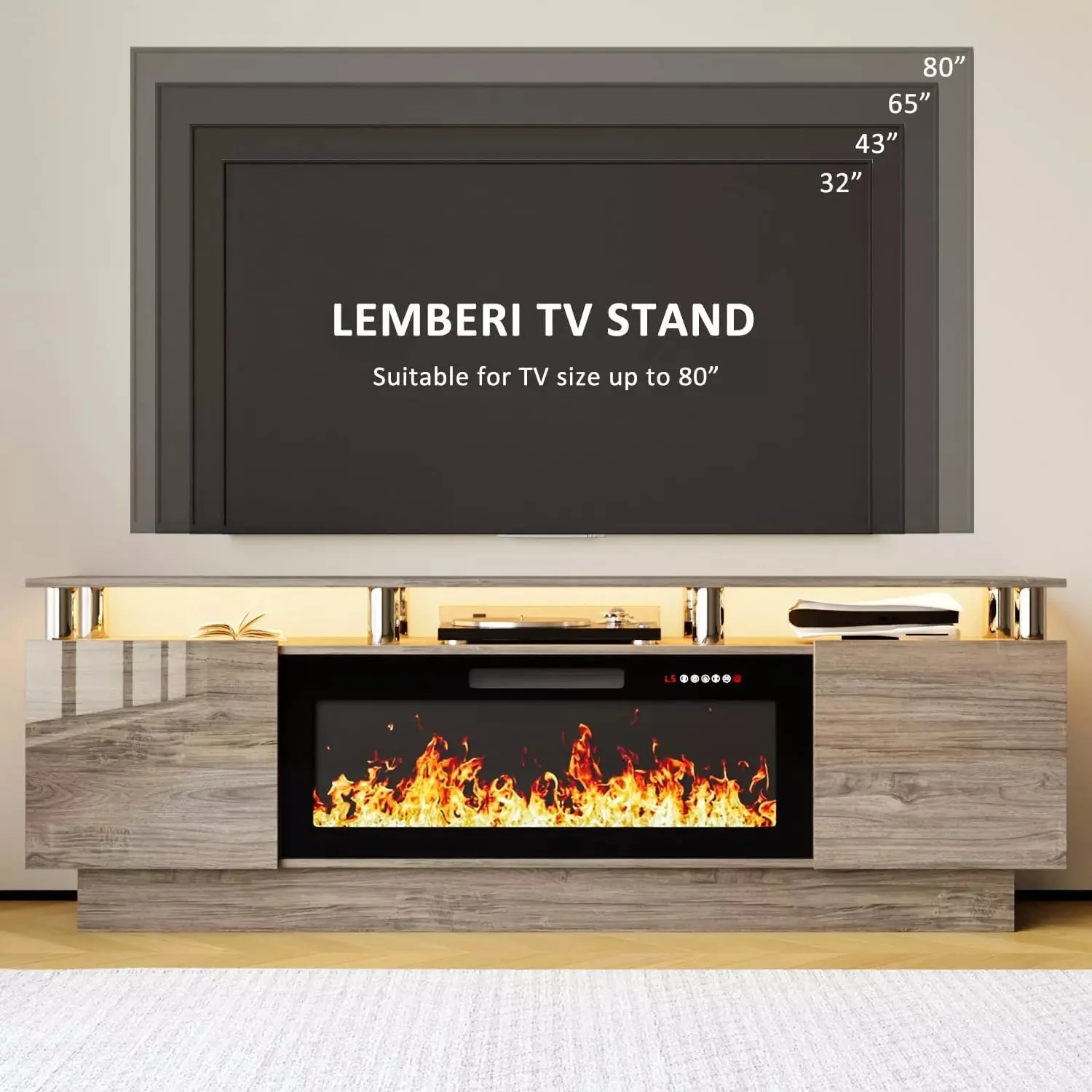 VITESSE 70 Inches Fireplace TV Stand for TVs up to 80 Inches Console - Image 14