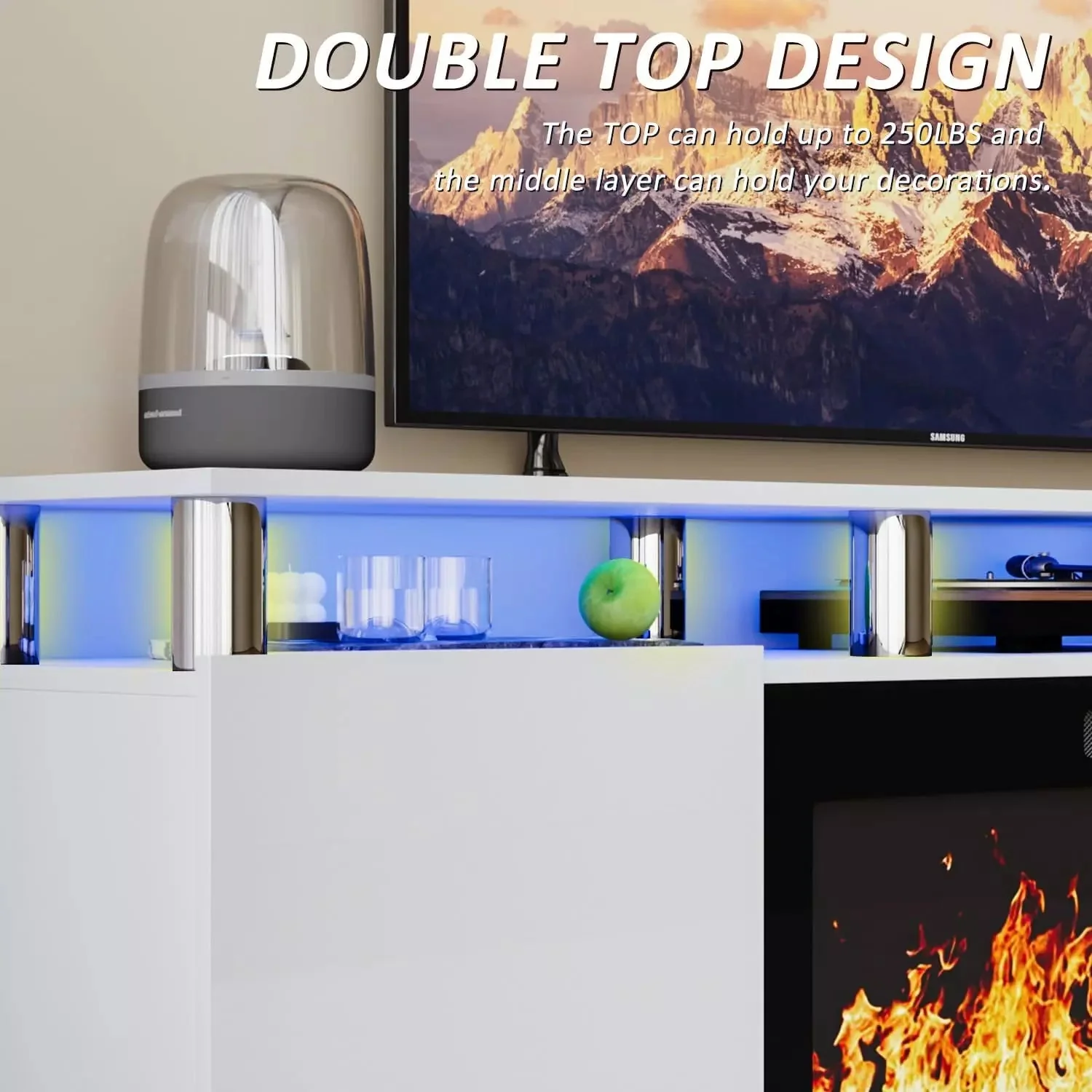 VITESSE 70 Inches Fireplace TV Stand for TVs up to 80 Inches Console - Image 21