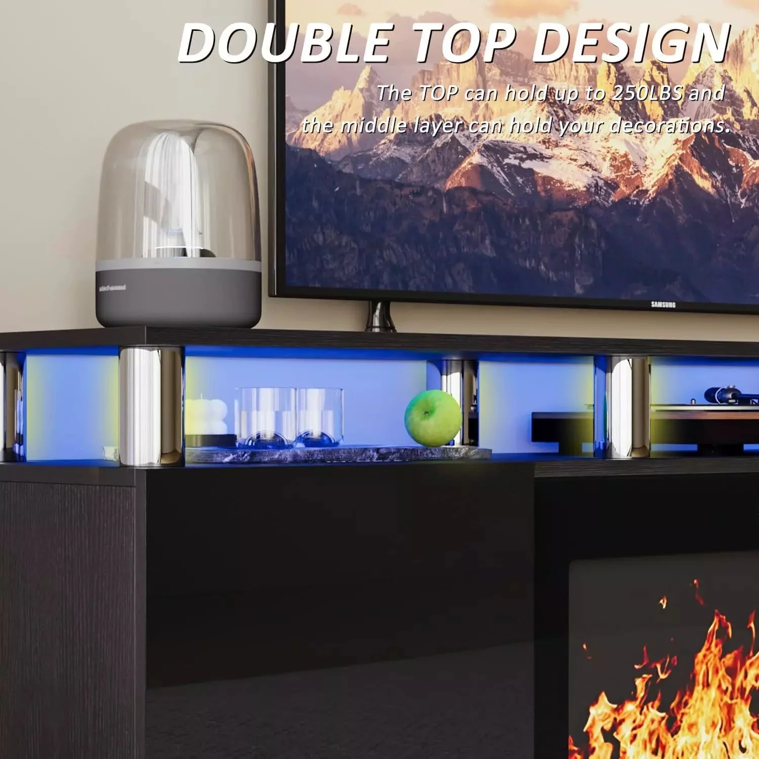 VITESSE 70 Inches Fireplace TV Stand for TVs up to 80 Inches Console - Image 5
