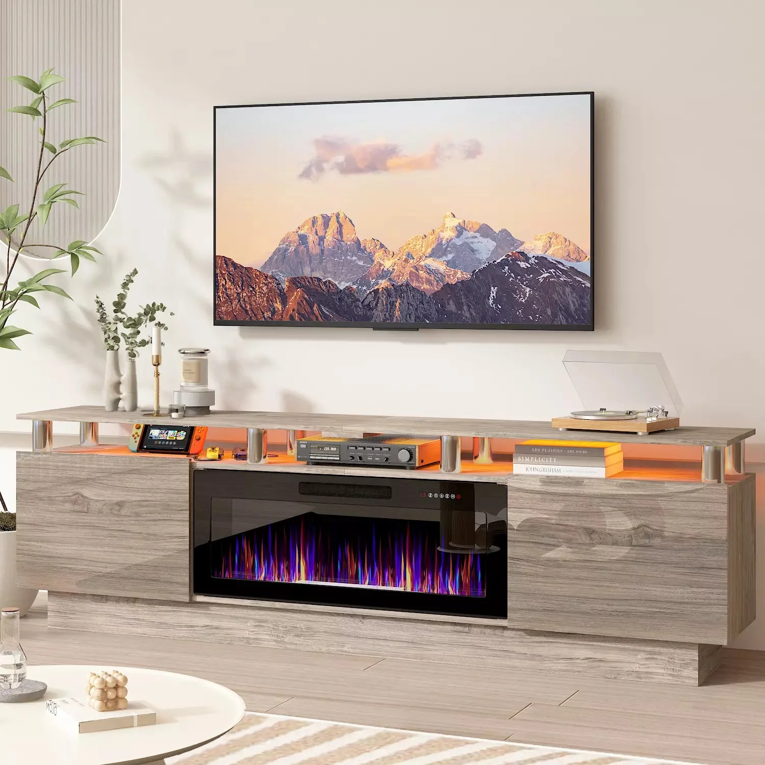 BOSSIN 80 Inches Fireplace TV Stand for TVs up to 80 Inches Console with 36'' Electric Fireplace - Image 3