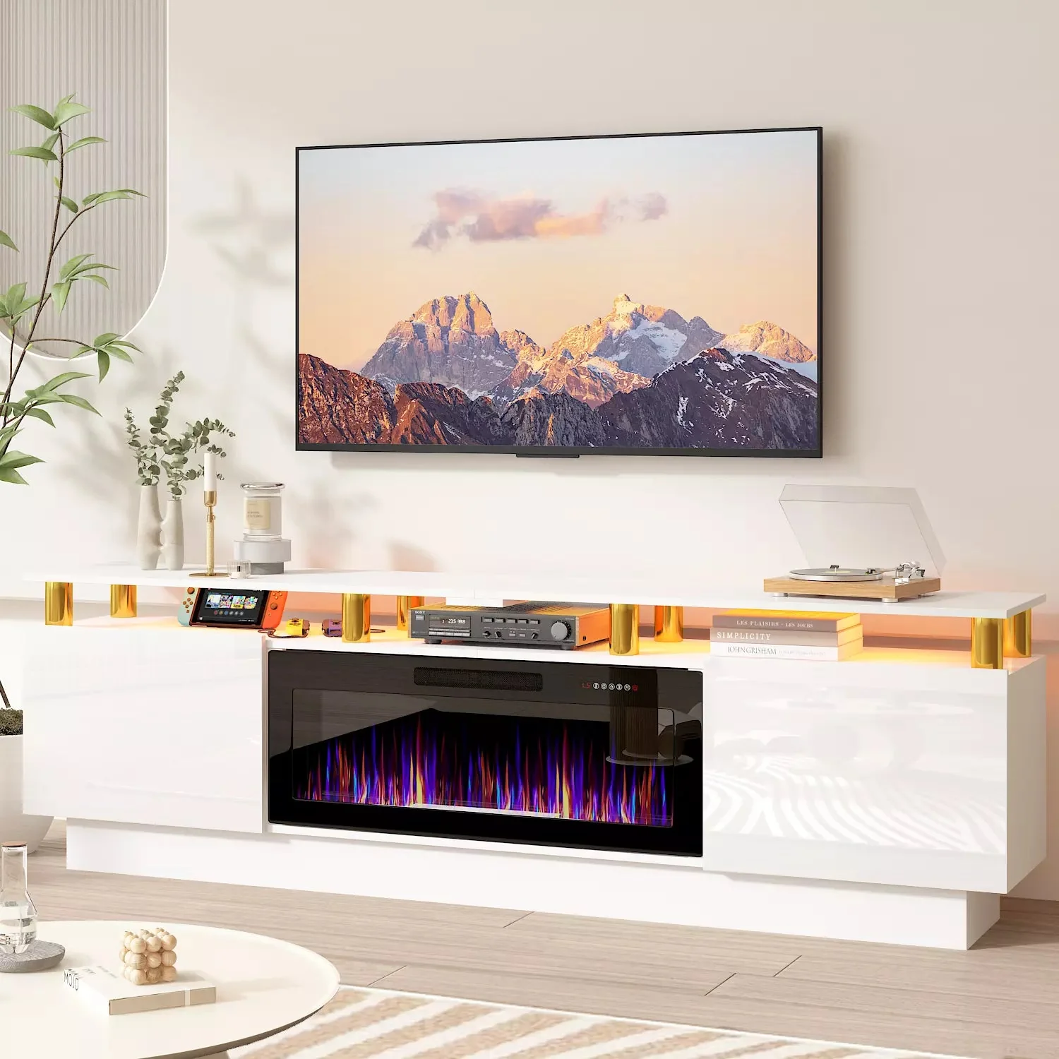 BOSSIN 80 Inches Fireplace TV Stand for TVs up to 80 Inches Console with 36'' Electric Fireplace - Image 4