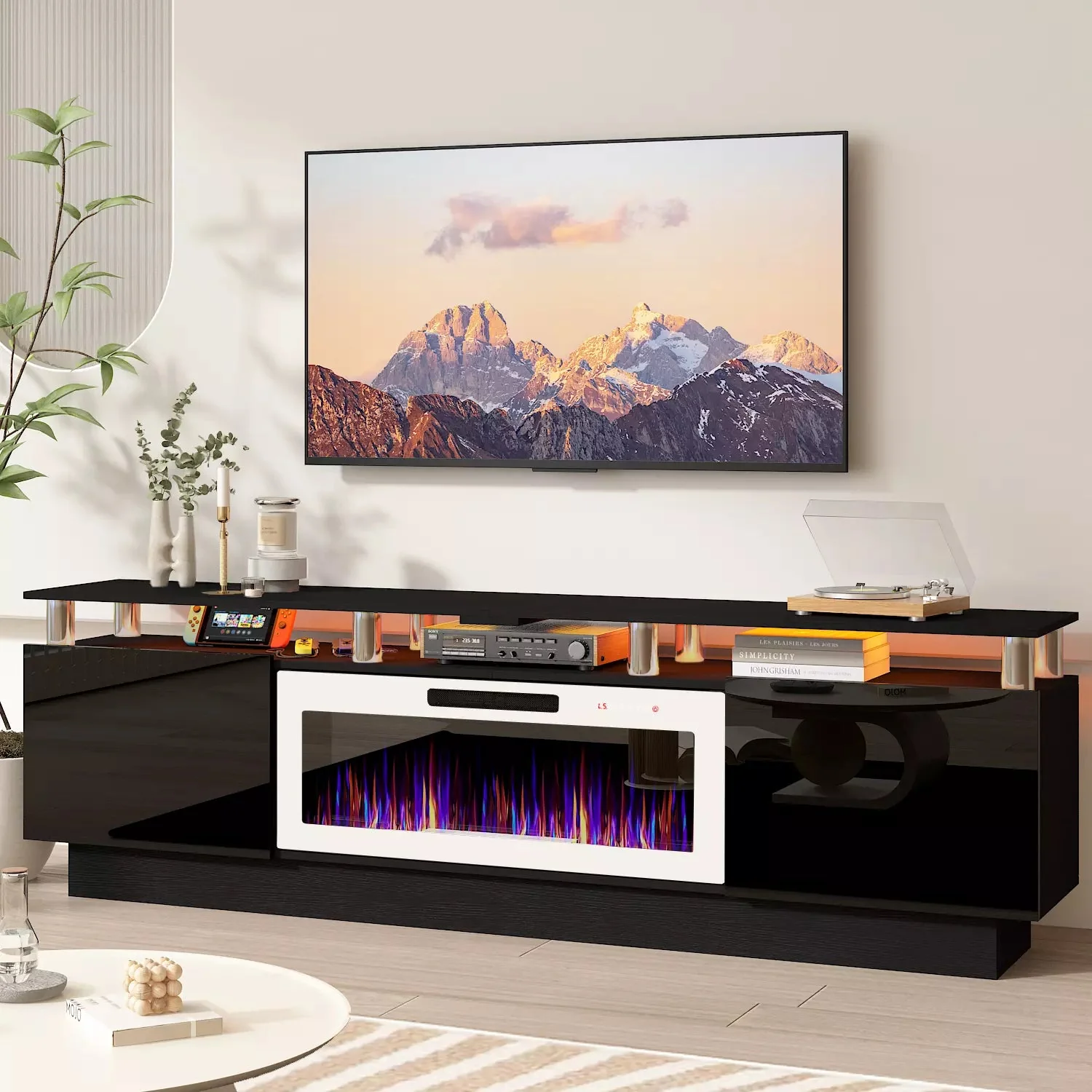 BOSSIN 80 Inches Fireplace TV Stand for TVs up to 80 Inches Console with 36'' Electric Fireplace - Image 6