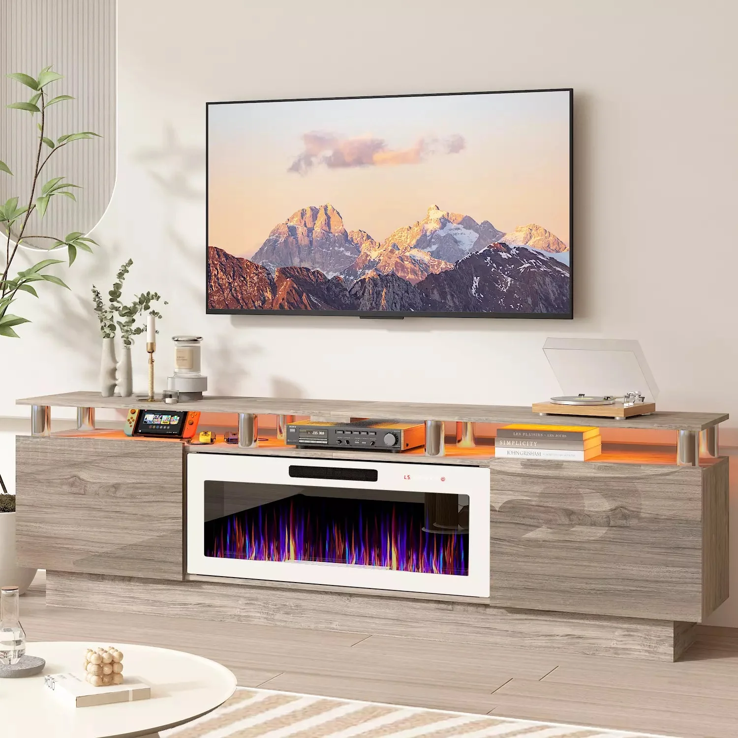 BOSSIN 80 Inches Fireplace TV Stand for TVs up to 80 Inches Console with 36'' Electric Fireplace - Image 7