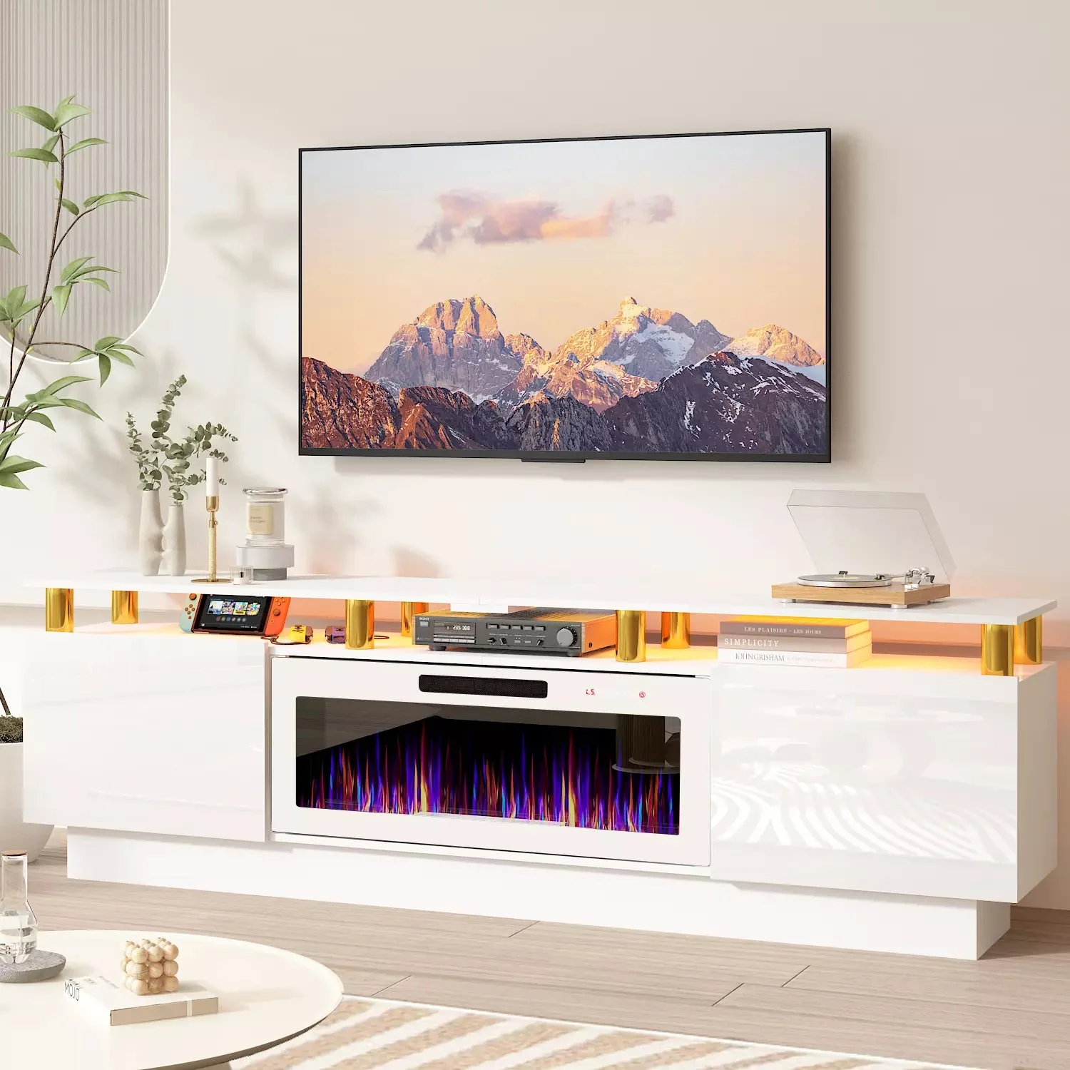 BOSSIN 80 Inches Fireplace TV Stand for TVs up to 80 Inches Console with 36'' Electric Fireplace - Image 8