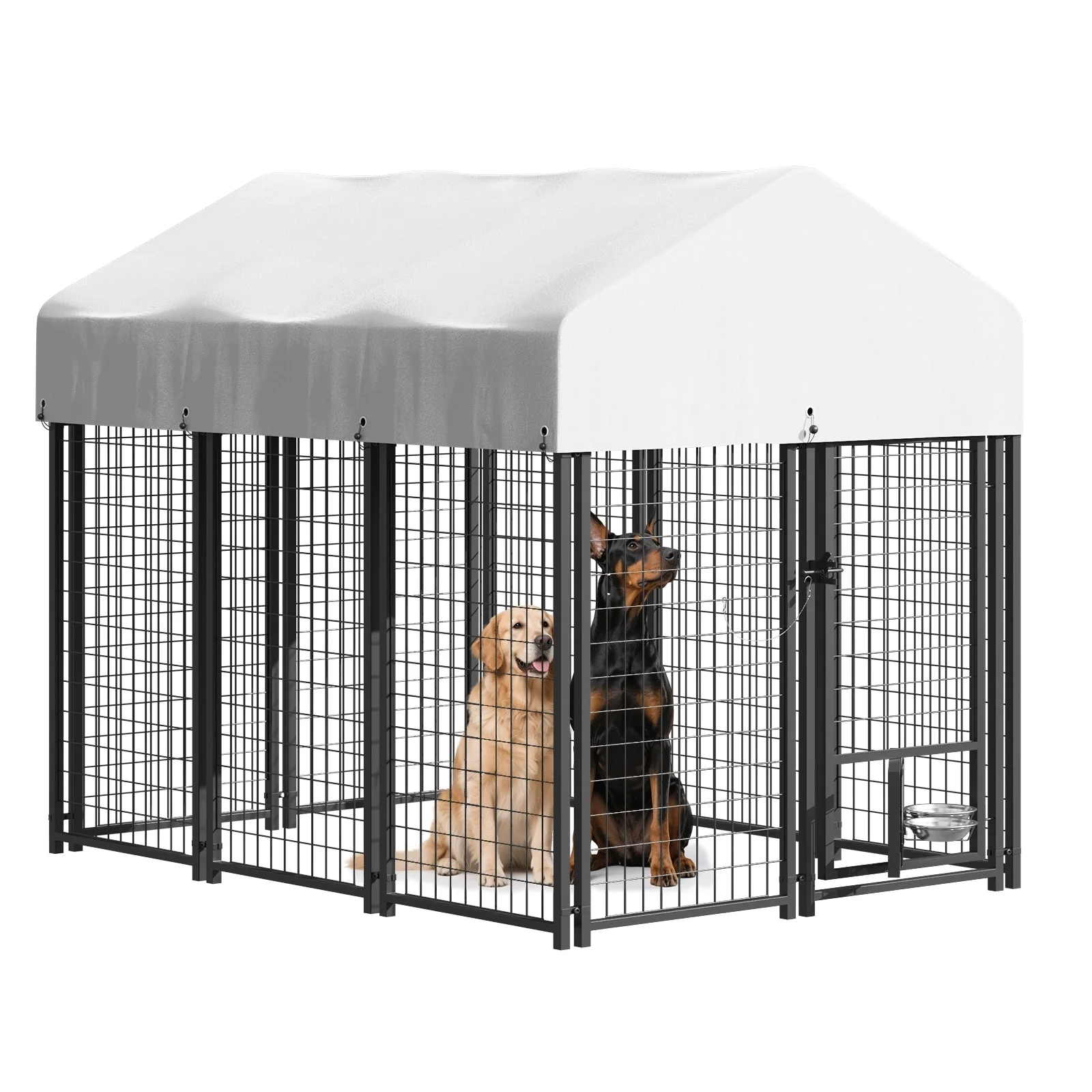 Waleaf 8x4x4 FT Heavy Duty Large Dog Kennel for Large Dogs,Dog Kennel Outside Playpen with Two Bowls & Secure Lock - Image 10
