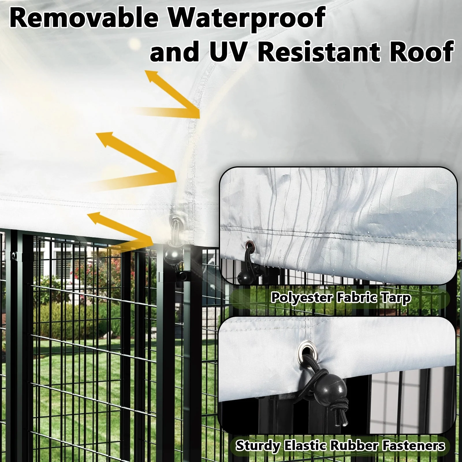 Waleaf 8x4x4 FT Heavy Duty Large Dog Kennel for Large Dogs,Dog Kennel Outside Playpen with Two Bowls & Secure Lock - Image 12