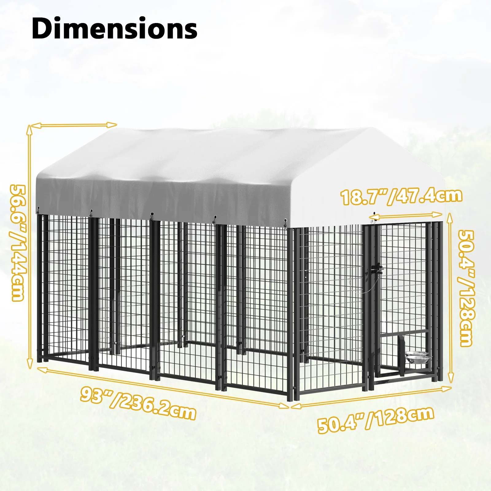 Waleaf 8x4x4 FT Heavy Duty Large Dog Kennel for Large Dogs,Dog Kennel Outside Playpen with Two Bowls & Secure Lock - Image 15