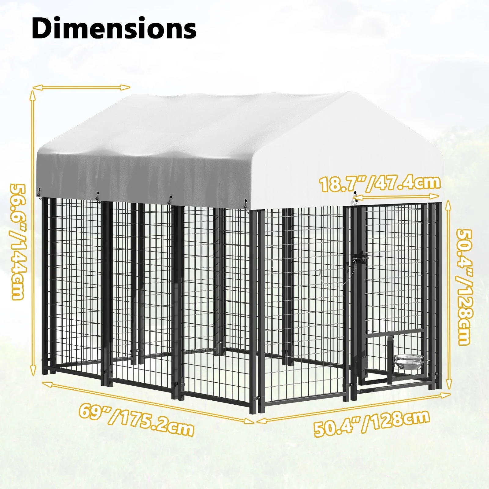 Waleaf 8x4x4 FT Heavy Duty Large Dog Kennel for Large Dogs,Dog Kennel Outside Playpen with Two Bowls & Secure Lock - Image 16