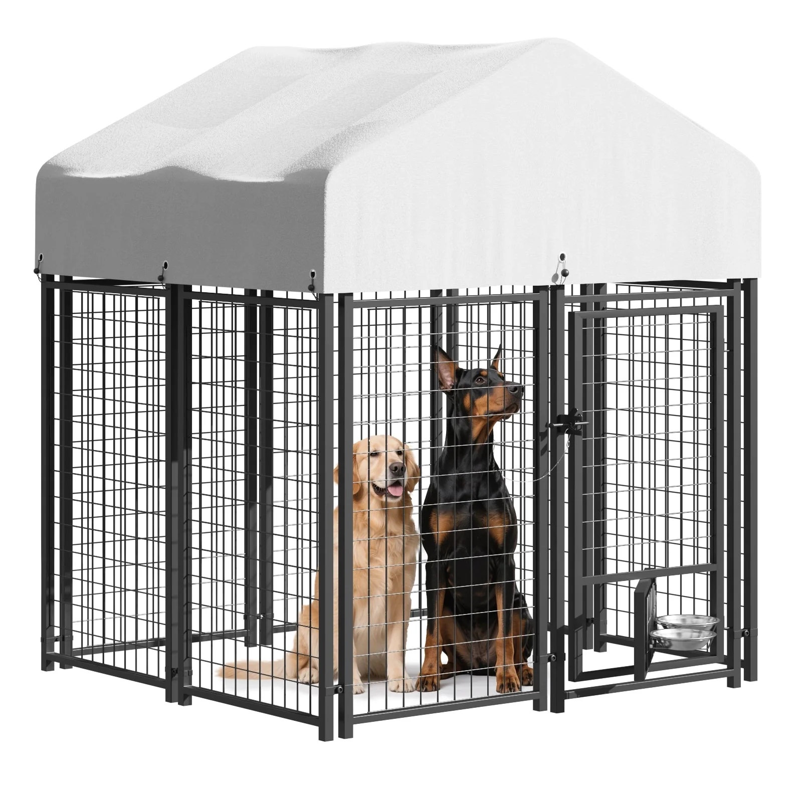 Waleaf 8x4x4 FT Heavy Duty Large Dog Kennel for Large Dogs,Dog Kennel Outside Playpen with Two Bowls & Secure Lock - Image 2