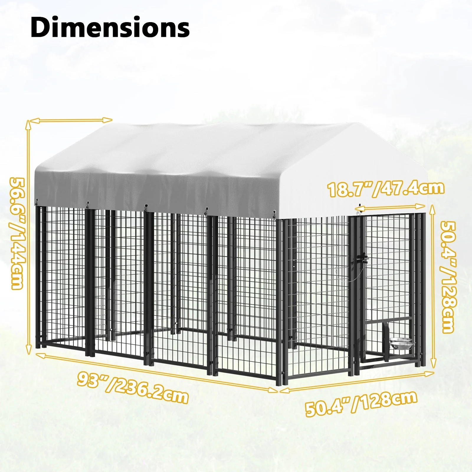 Waleaf 8x4x4 FT Heavy Duty Large Dog Kennel for Large Dogs,Dog Kennel Outside Playpen with Two Bowls & Secure Lock - Image 23