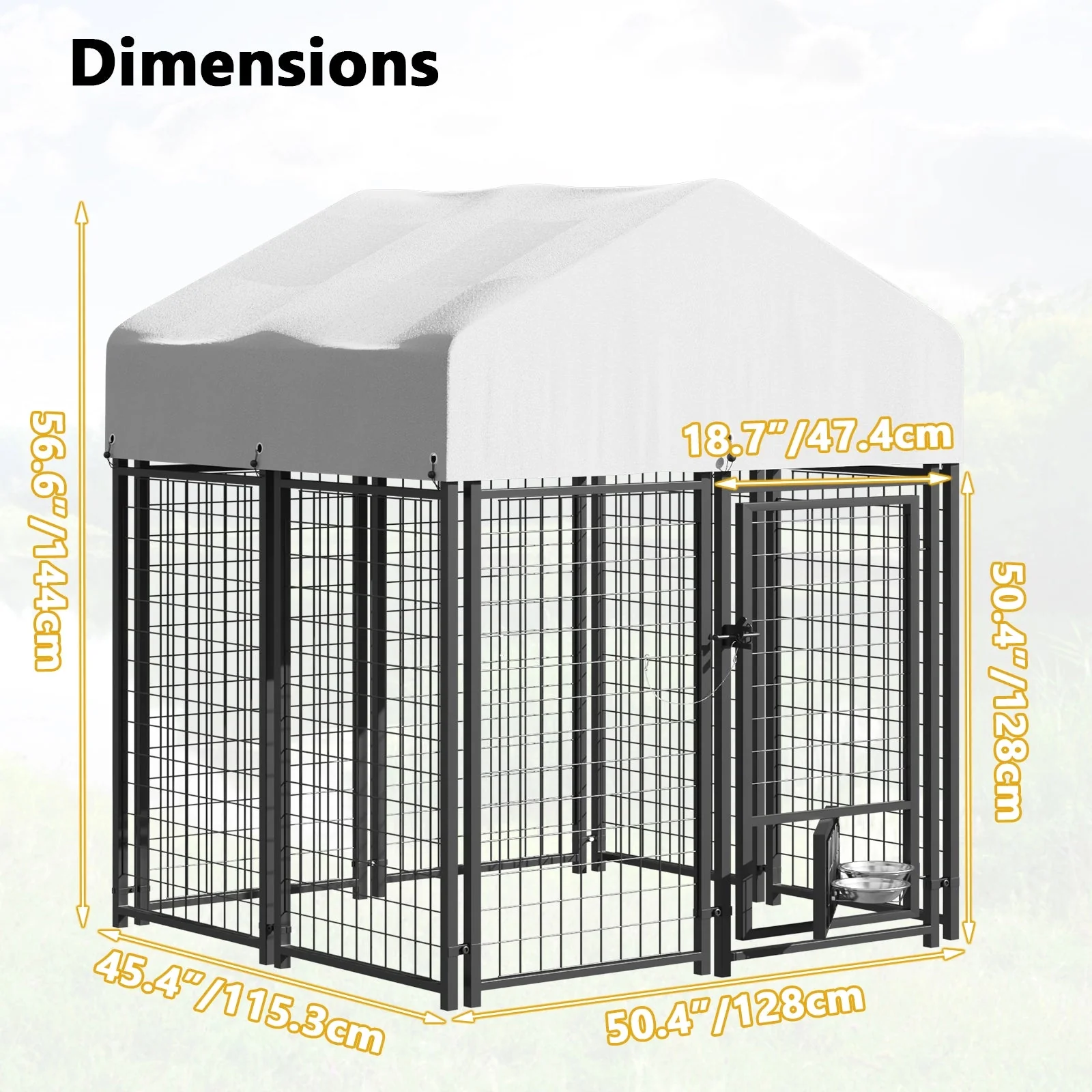 Waleaf 8x4x4 FT Heavy Duty Large Dog Kennel for Large Dogs,Dog Kennel Outside Playpen with Two Bowls & Secure Lock - Image 8