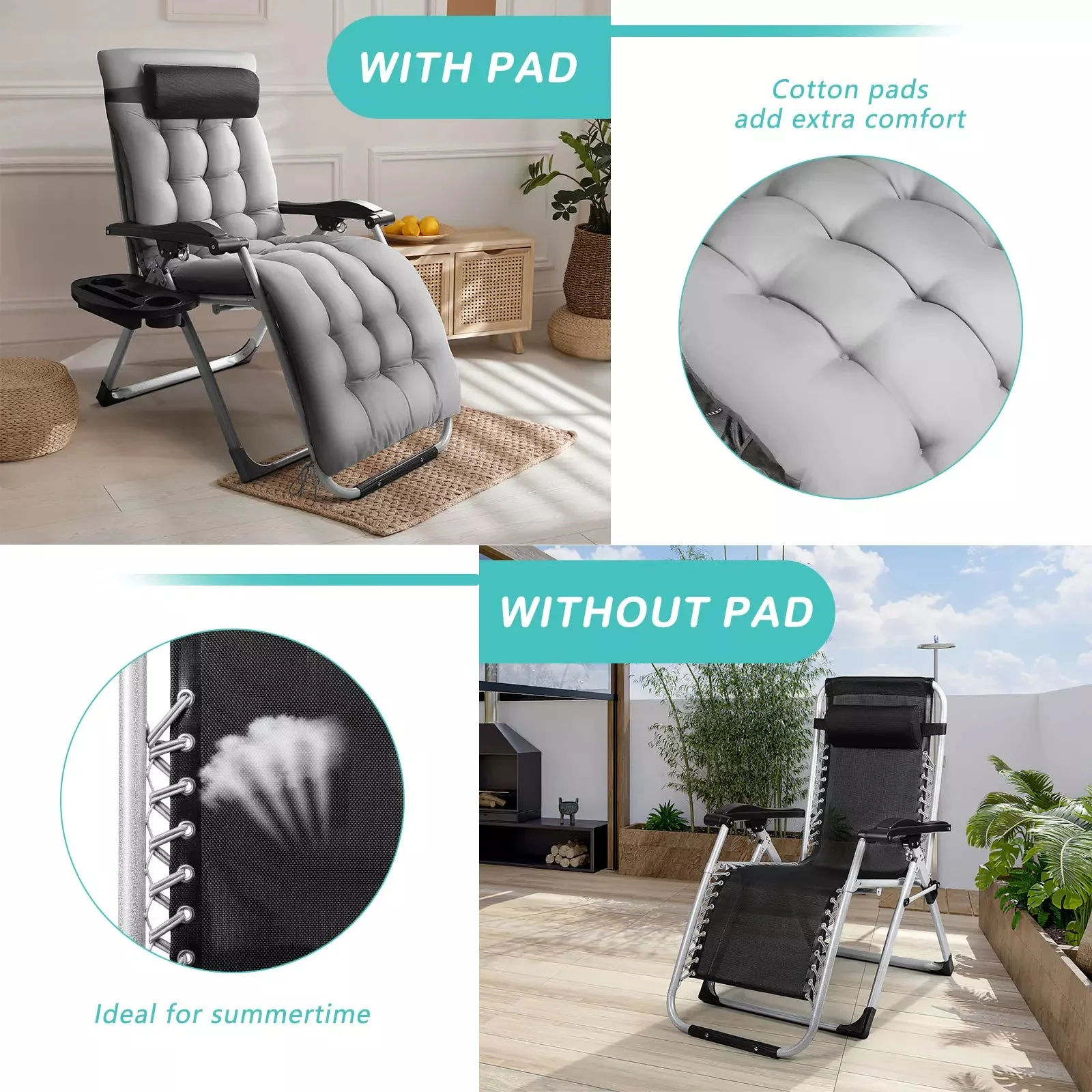 WALEAF Adjustable Folding Reclining Lounge Chair - Image 4