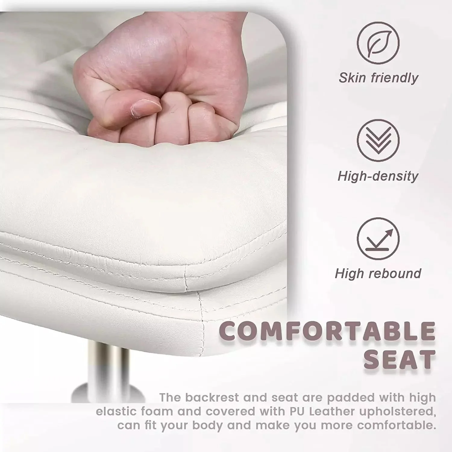 WALEAF Armless Desk Chair No Wheels,PU Leather Criss Cross Legged for Home Office - Image 18
