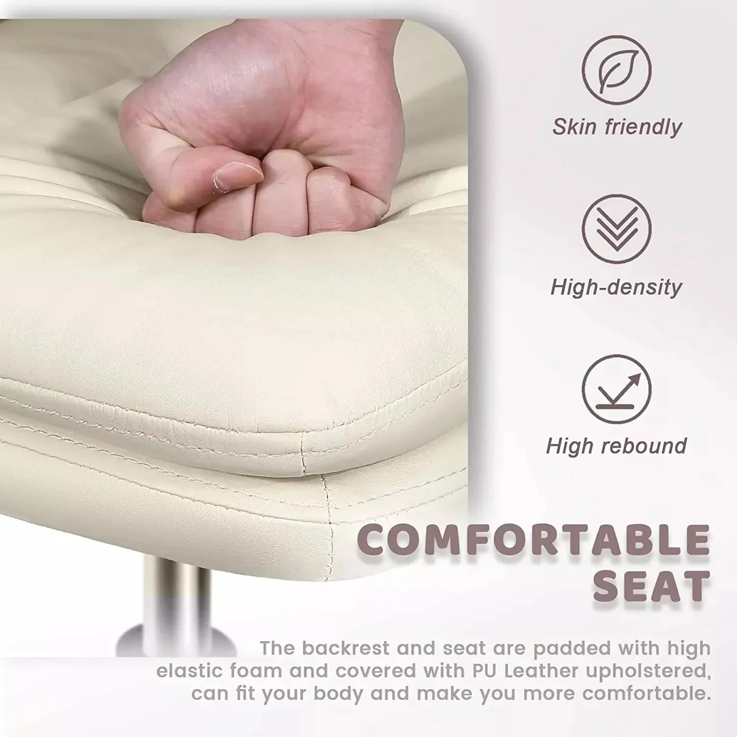 WALEAF Armless Desk Chair No Wheels,PU Leather Criss Cross Legged for Home Office - Image 3