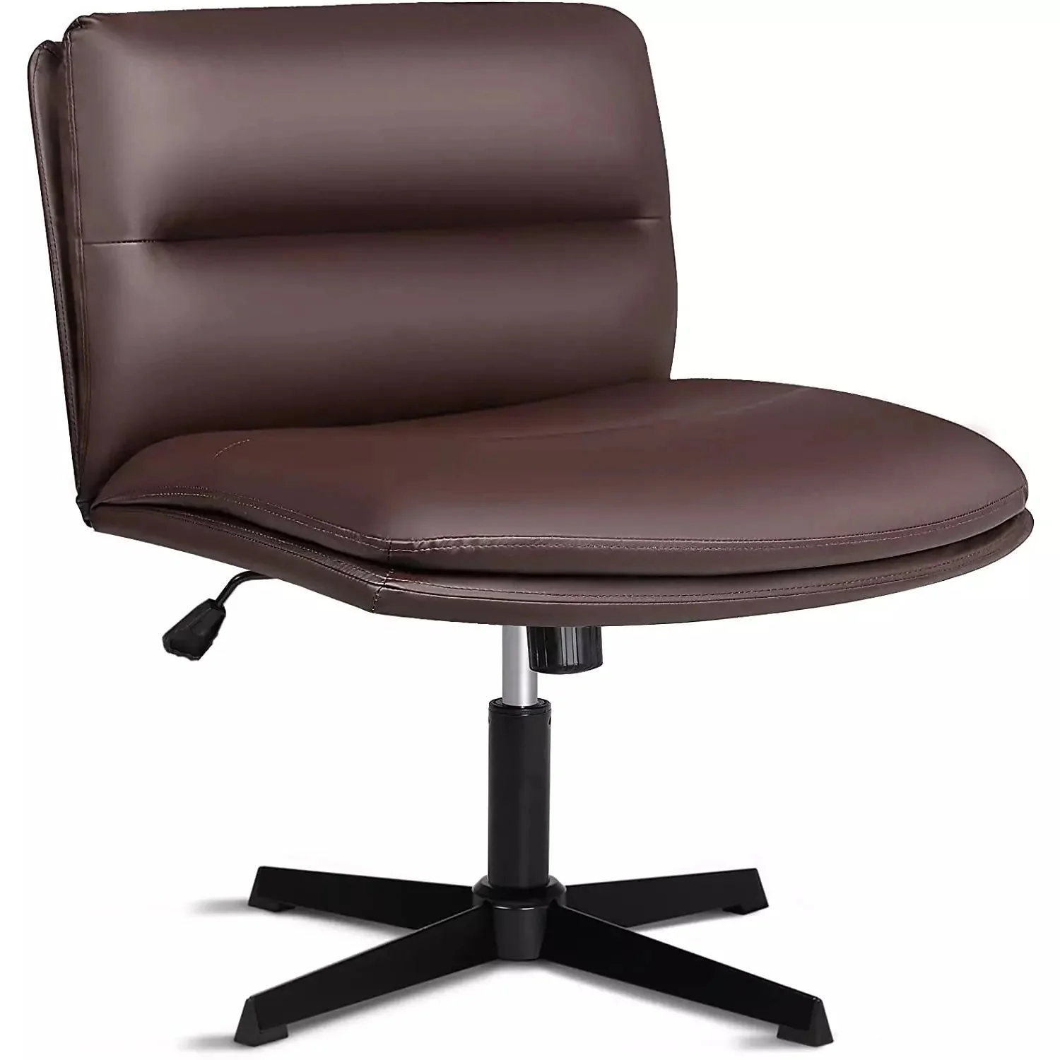 WALEAF Armless Desk Chair No Wheels,PU Leather Criss Cross Legged for Home Office - Image 30