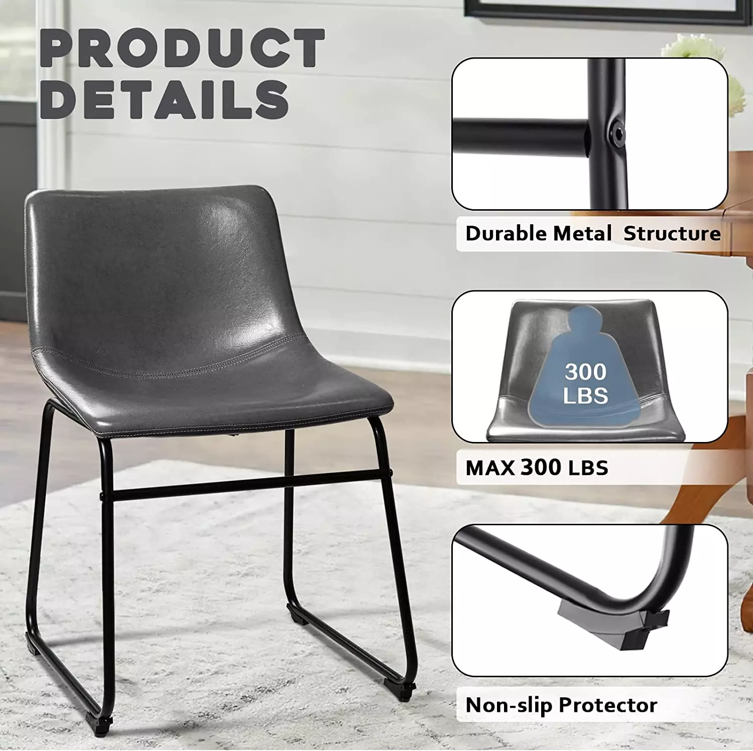 Waleaf Bar Stools Set of 2,Counter Height Bar Stools with Back, Modern PU Leather Stools BAR01 - Image 10