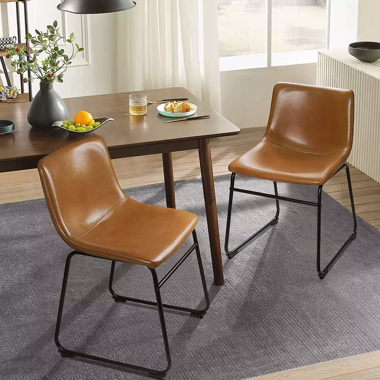 Waleaf Bar Stools Set of 2,Counter Height Bar Stools with Back, Modern PU Leather Stools BAR01 - Image 16