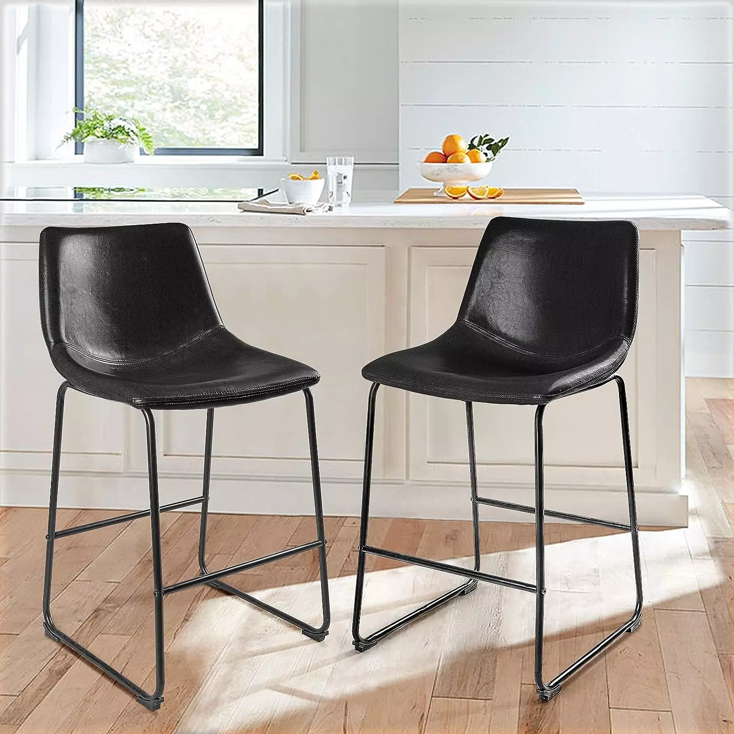 Waleaf Bar Stools Set of 2,Counter Height Bar Stools with Back, Modern PU Leather Stools BAR01 - Image 29