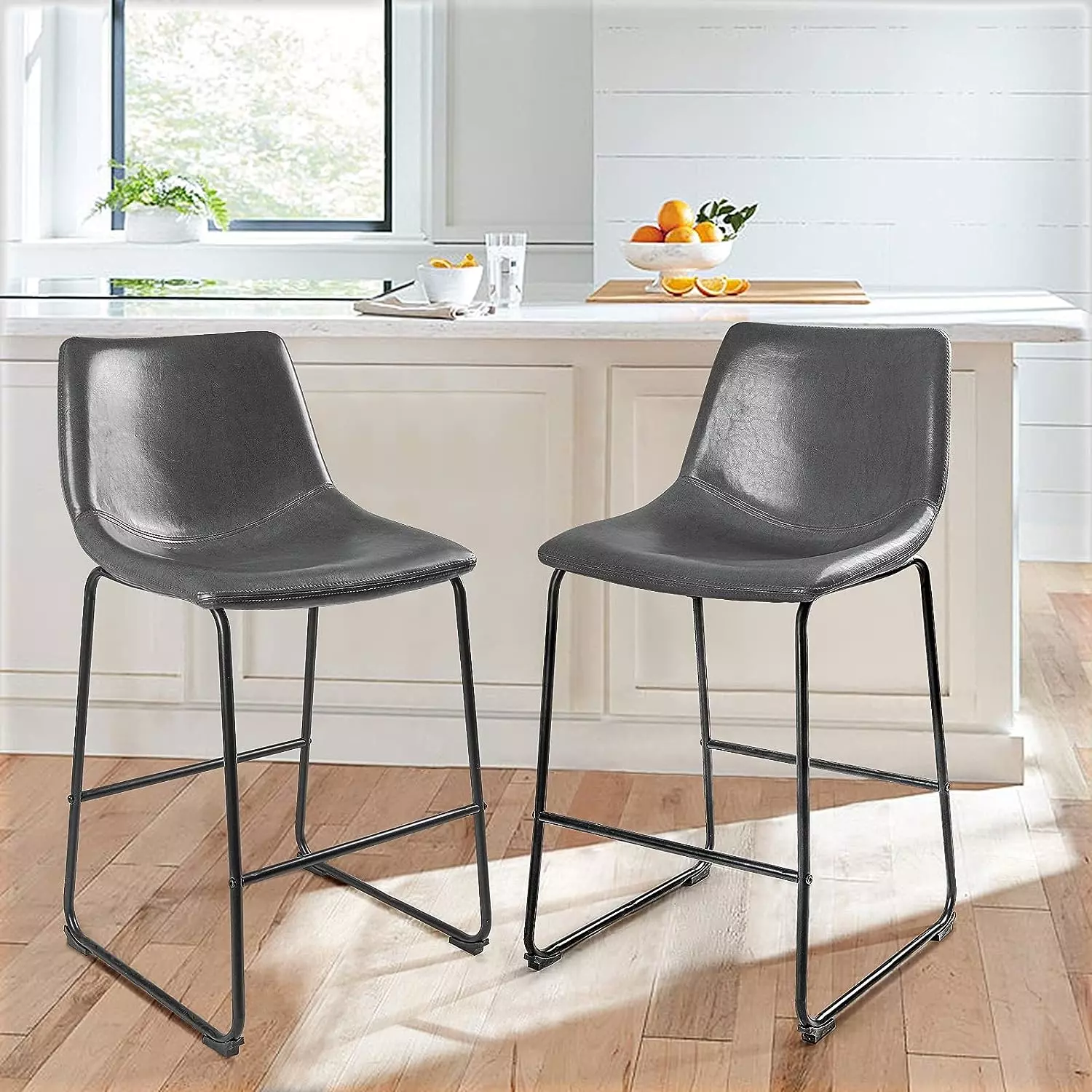 Waleaf Bar Stools Set of 2,Counter Height Bar Stools with Back, Modern PU Leather Stools BAR01 - Image 36