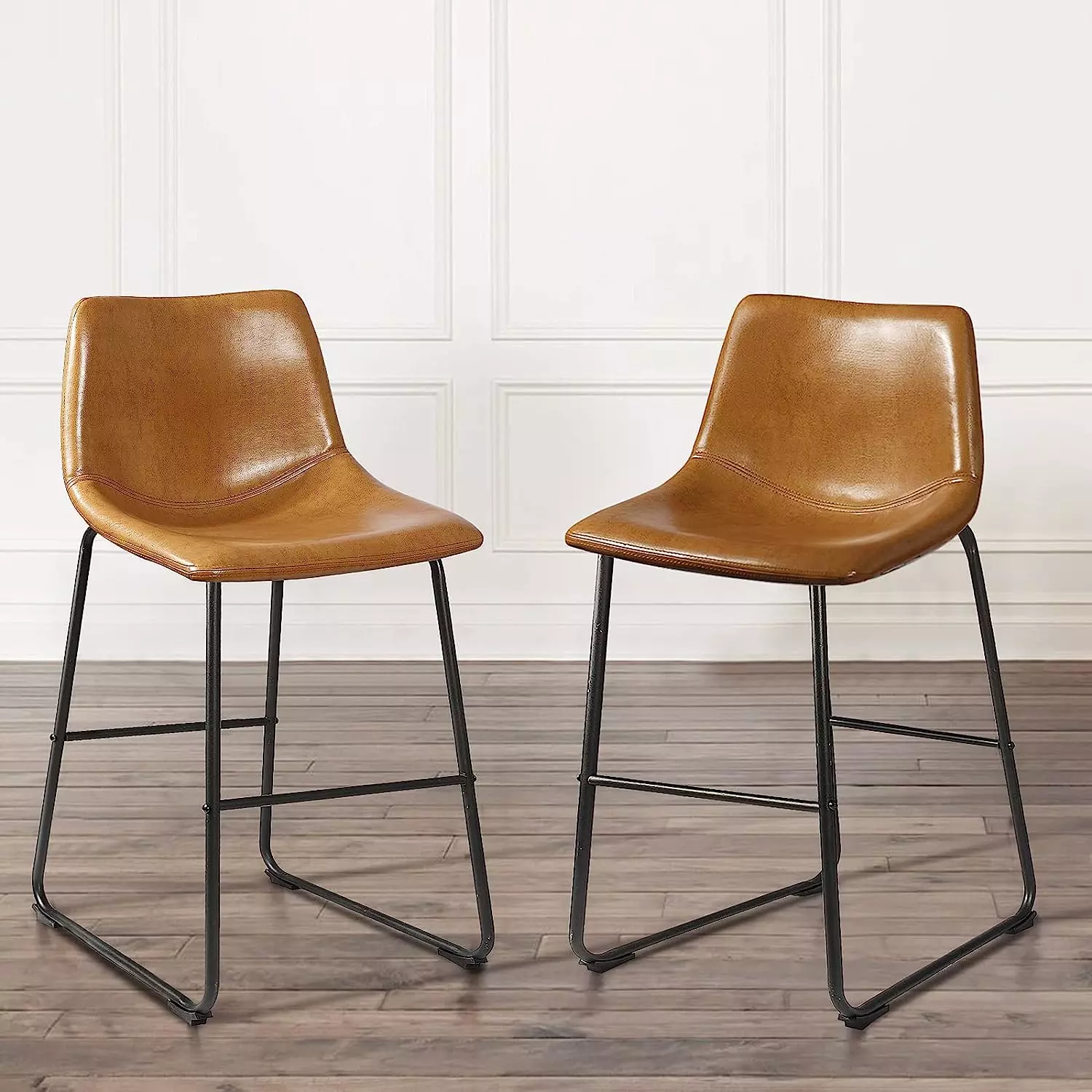 Waleaf Bar Stools Set of 2,Counter Height Bar Stools with Back, Modern PU Leather Stools BAR01 - Image 43