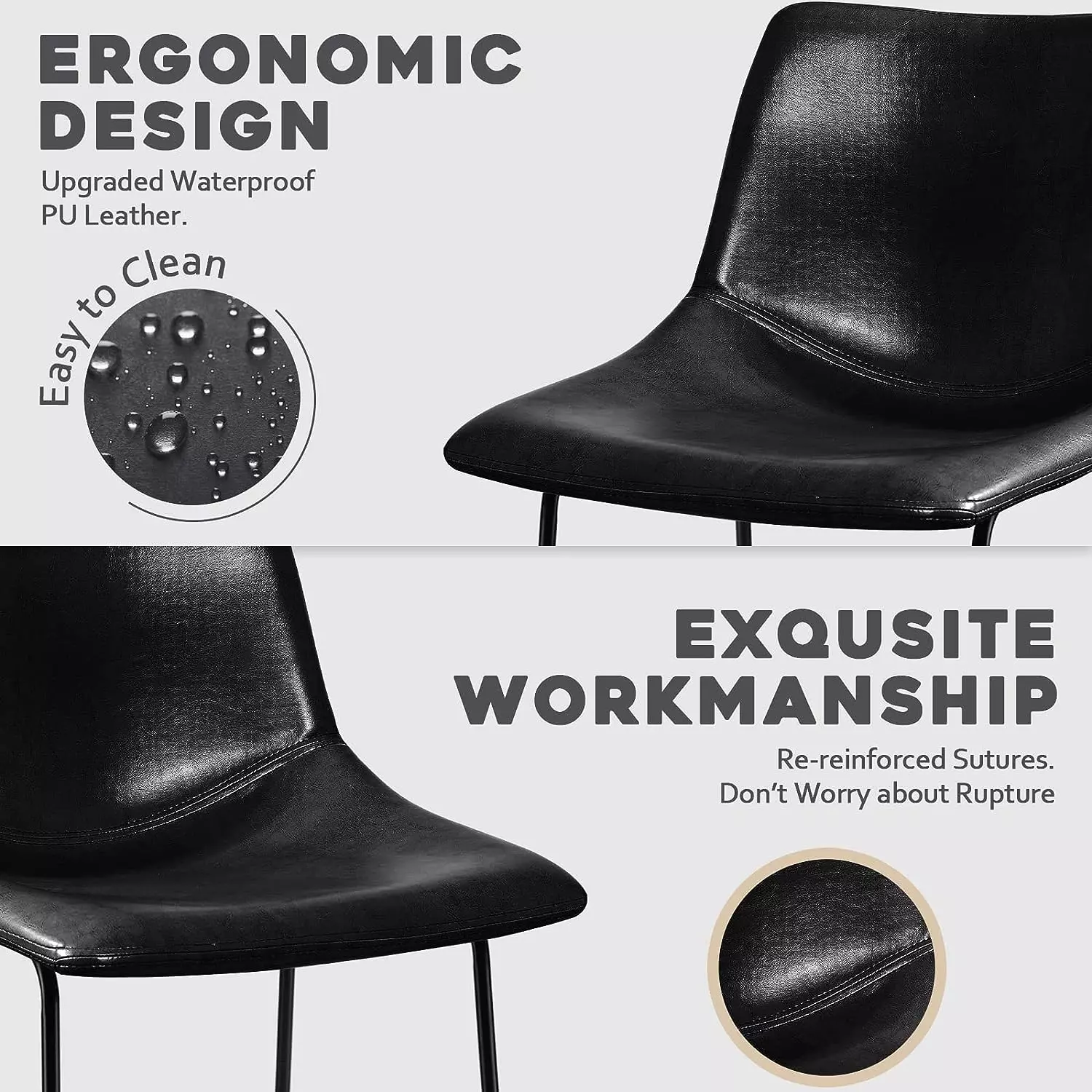 Waleaf Bar Stools Set of 2,Counter Height Bar Stools with Back, Modern PU Leather Stools BAR01 - Image 59