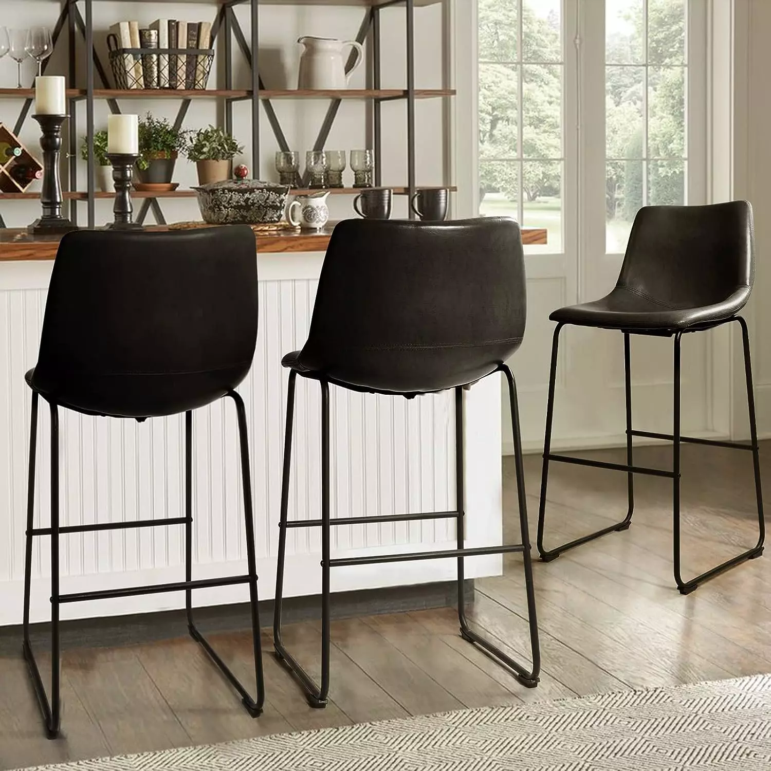 Waleaf Bar Stools Set of 2,Counter Height Bar Stools with Back, Modern PU Leather Stools BAR01 - Image 61