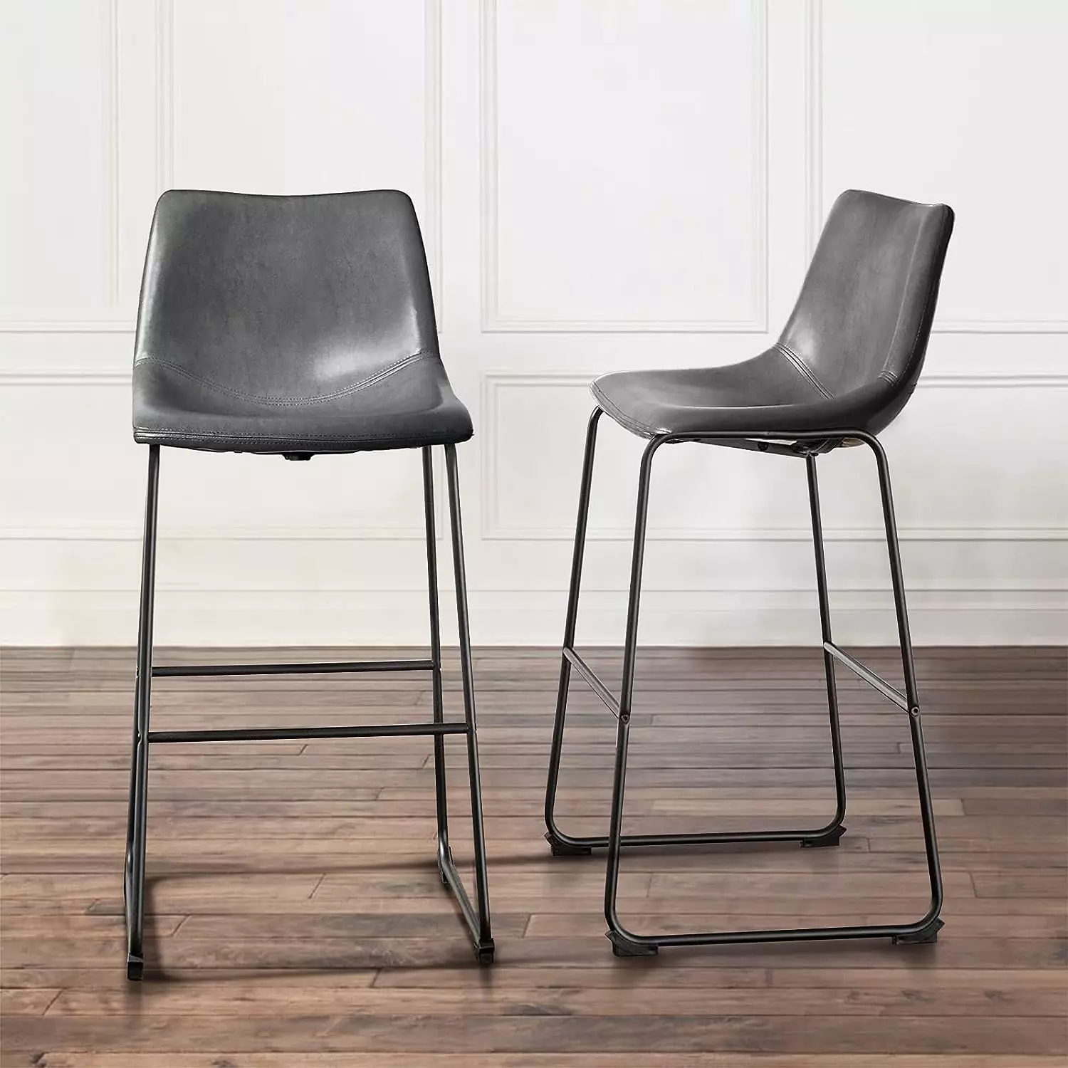 Waleaf Bar Stools Set of 2,Counter Height Bar Stools with Back, Modern PU Leather Stools BAR01 - Image 64