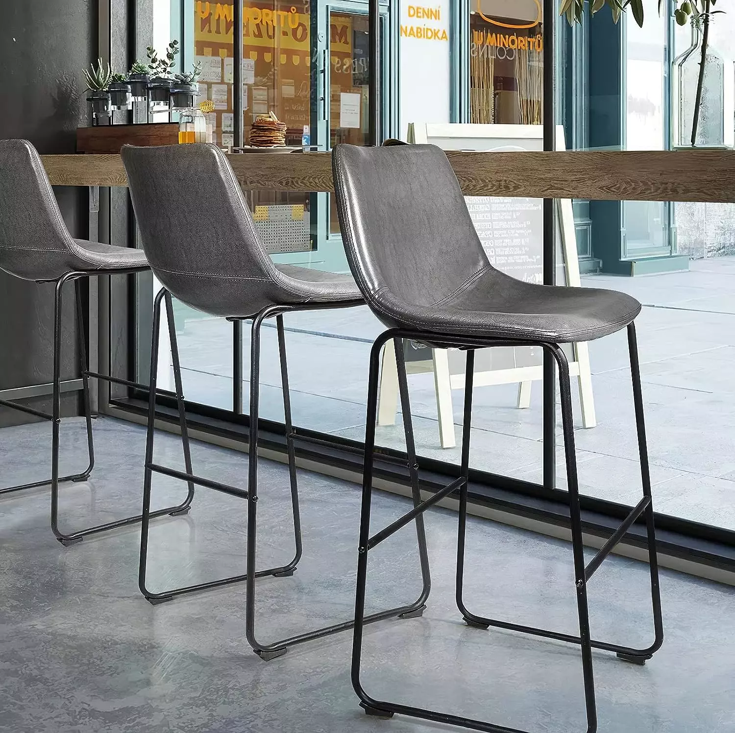 Waleaf Bar Stools Set of 2,Counter Height Bar Stools with Back, Modern PU Leather Stools BAR01 - Image 70